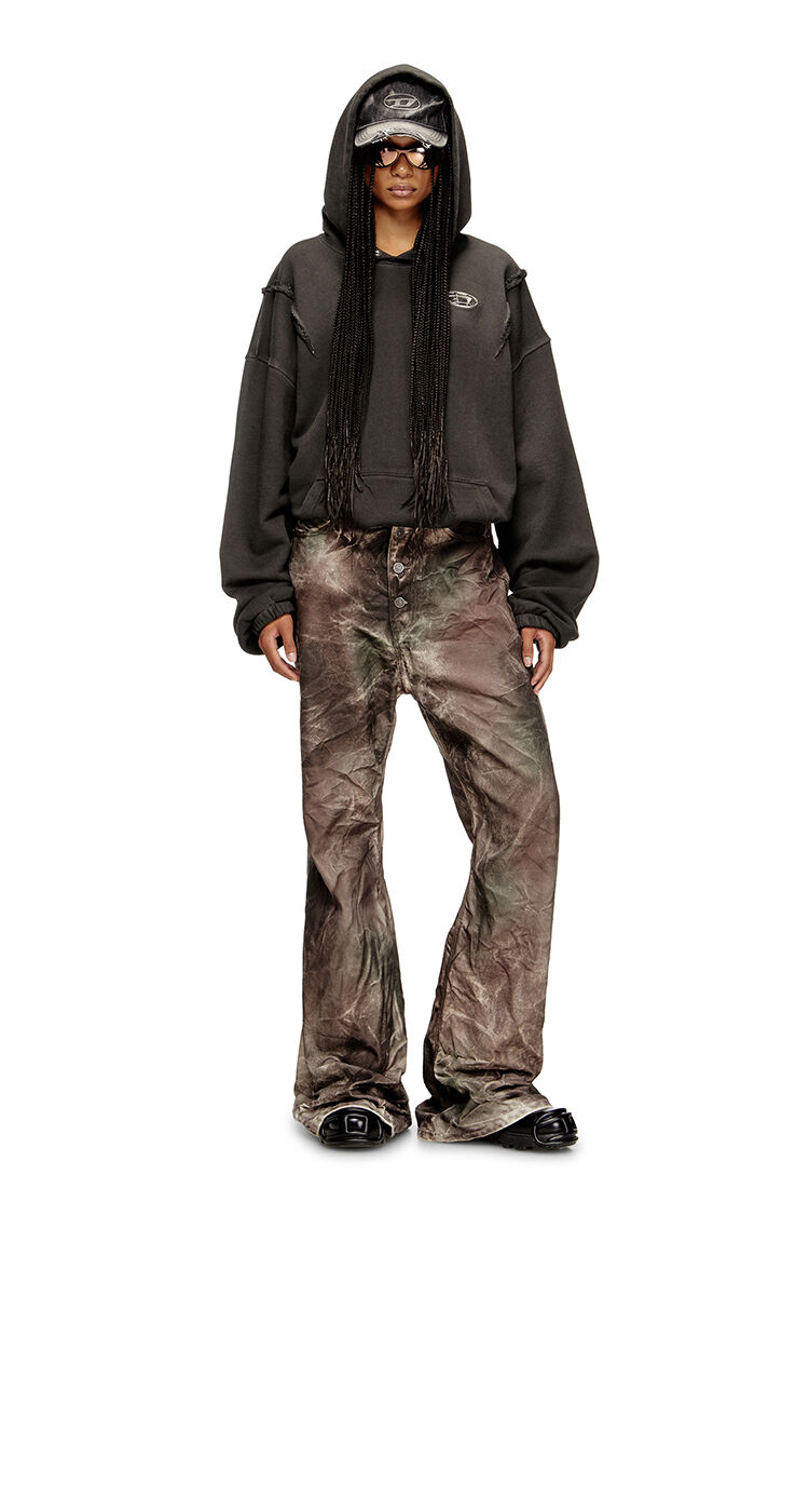 Pants in crinkled camo canvas