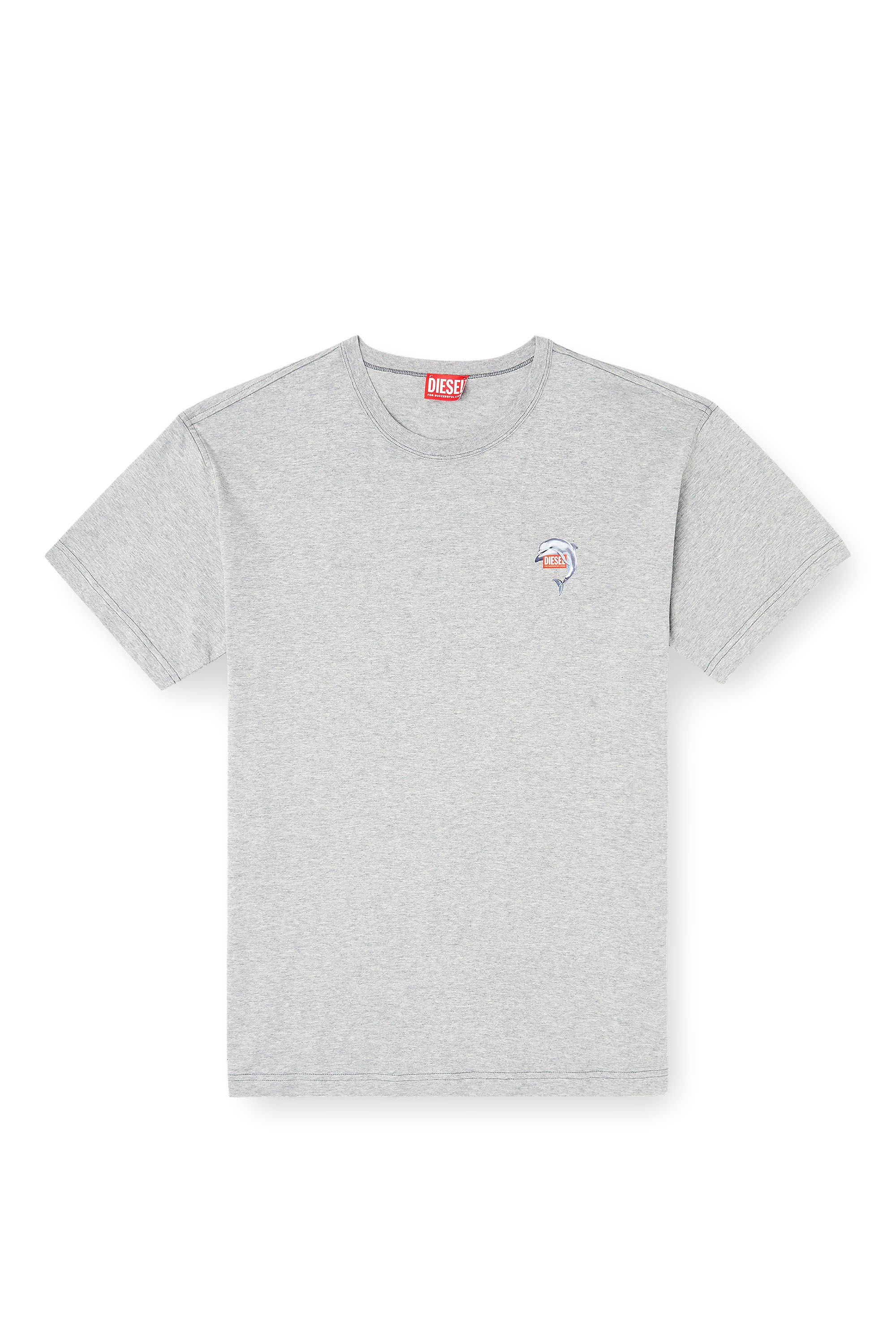 Diesel - T-NORM-DOLPHIN, Man's T-shirt with dolphin and logo print in Grey - 2