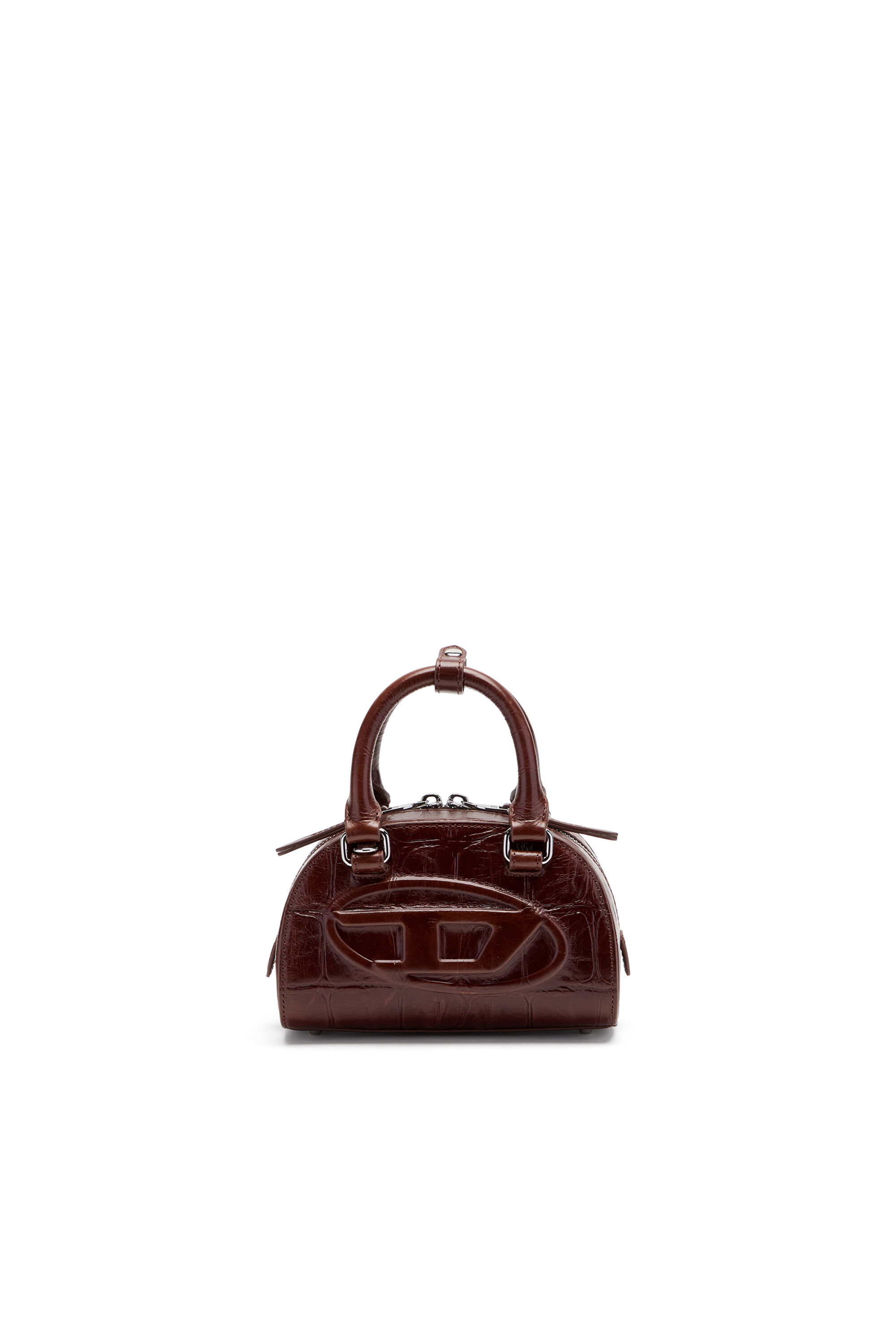 Diesel - 1DR DOME CROSSBODY, Woman's 1DR Dome-Mini bowling bag in croc-effect leather in Brown - 2