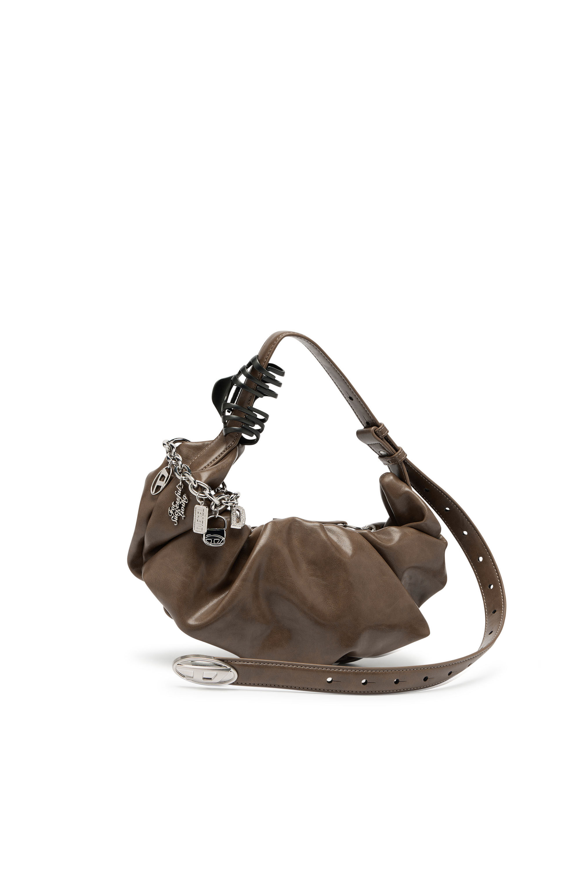 Diesel - GRAB-D HOBO S, Woman's Grab-D-Small scruched hobo bag in Brown - 6