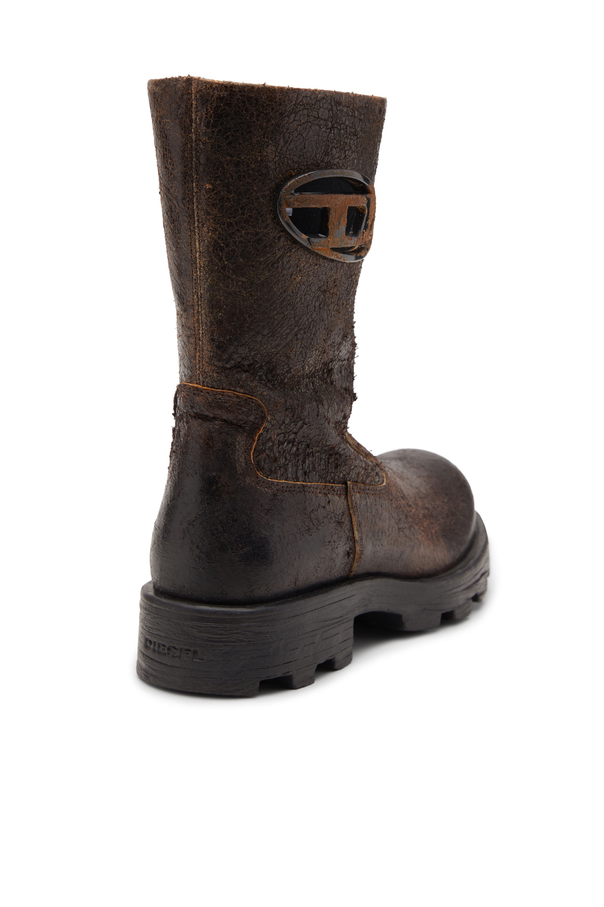 Diesel - D-HAMMER BKR D W, Woman's D-Hammer-Biker boots in distressed crackled suede in Brown - 6