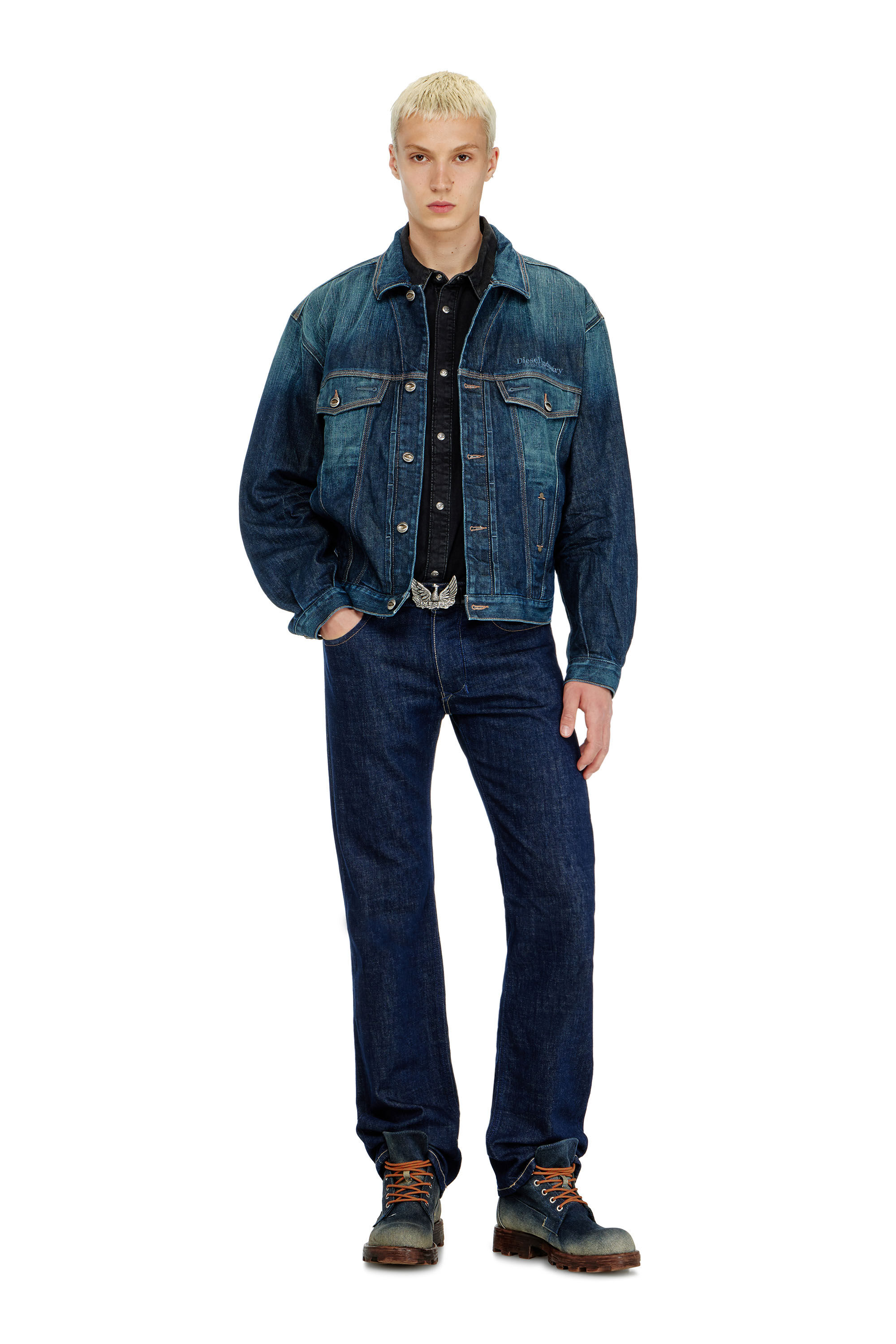 Diesel - D-DENVER-CL, Unisex's Trucker jacket in selvedge denim in Medium blue - 1