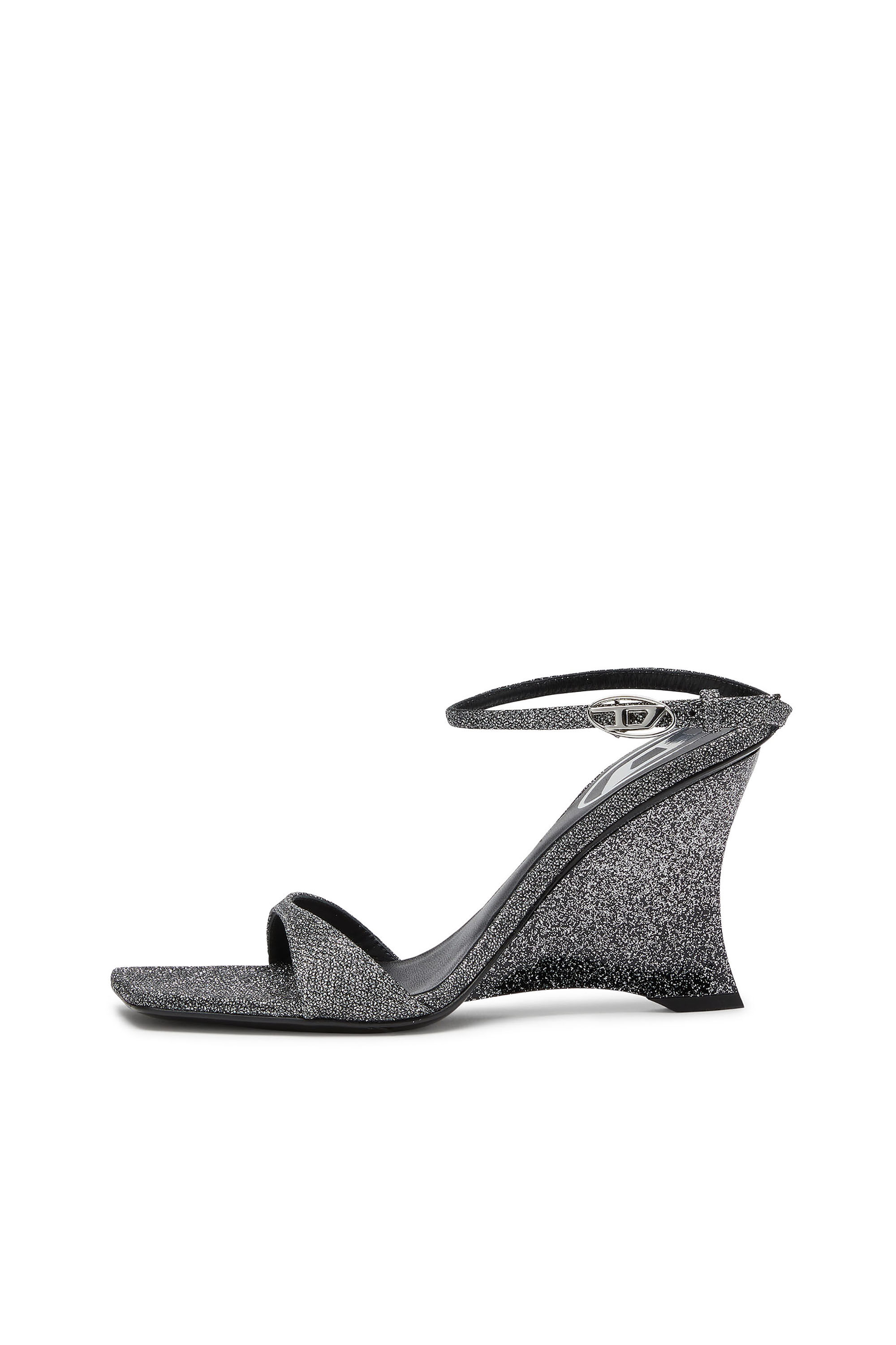 Diesel - D-AMBER SANDAL WEDGE, Woman's D-Amber-Wedge sandals in Lurex fabric in Silver - 8