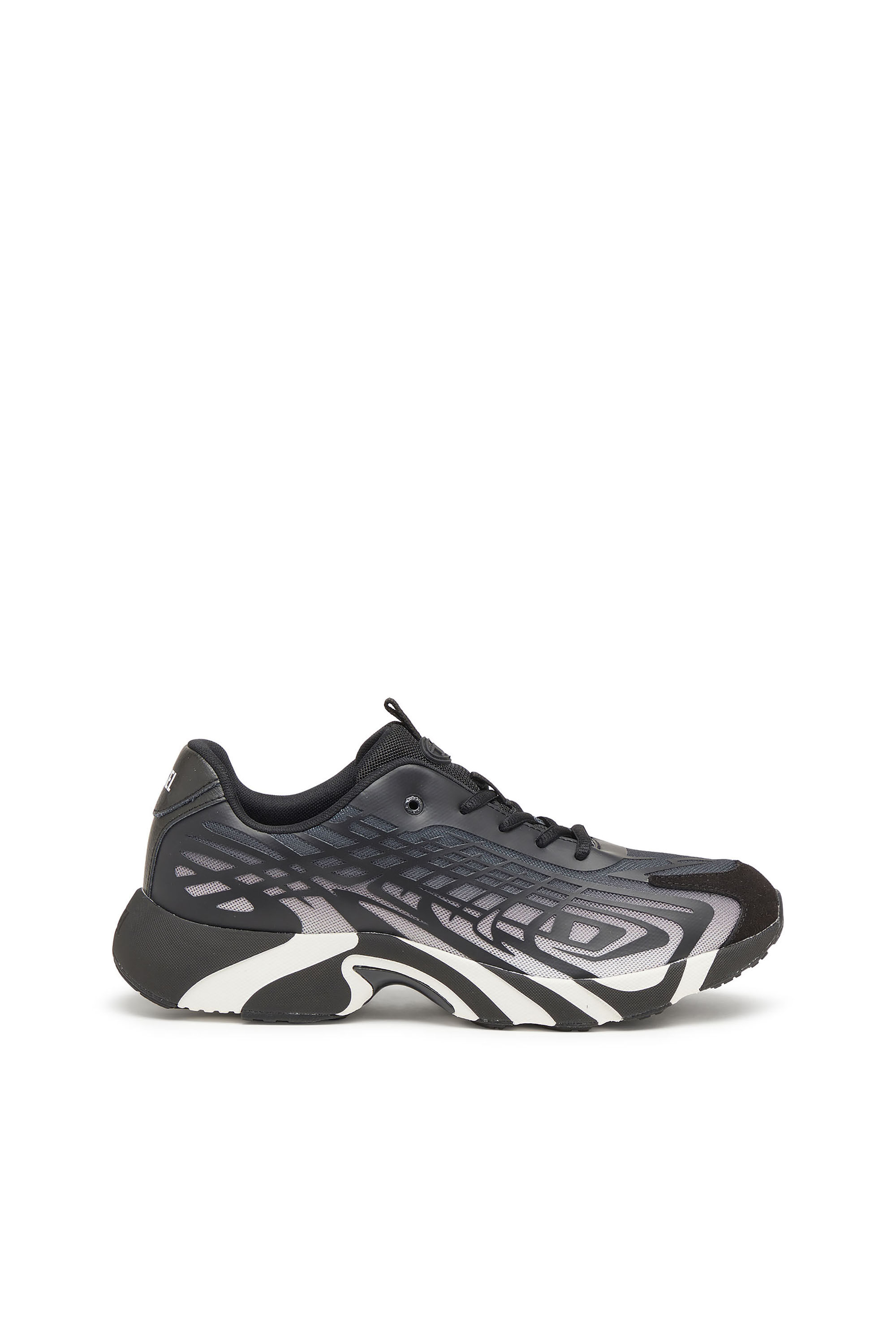 Diesel - S-D-VIT'S 500 LOW, Man's D-Vit-Sneakers in striped d&eacute;grad&eacute; mesh in Black/White - 1