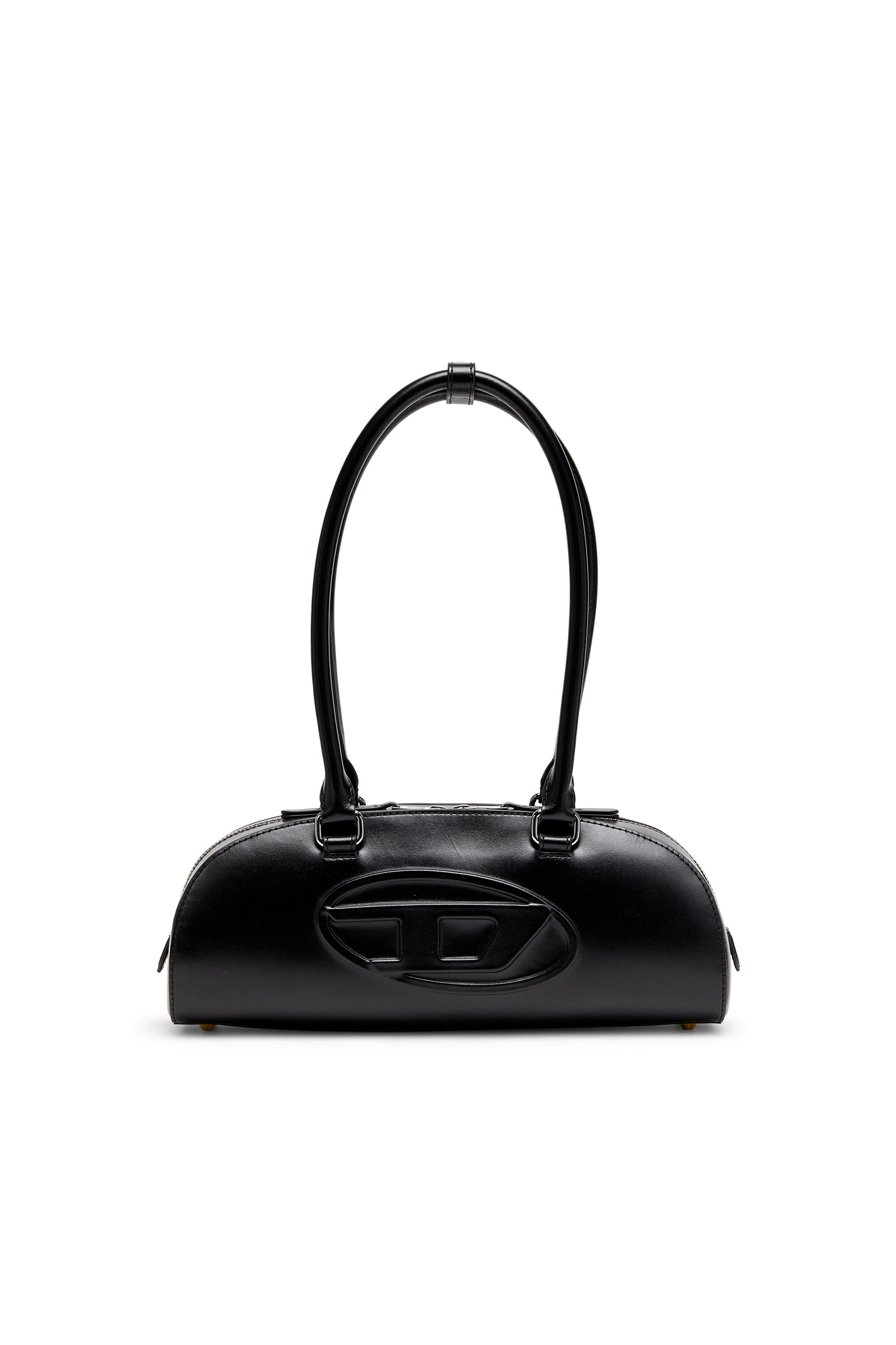 Diesel - 1DR DOME SHOULDER EW, Woman's 1DR Dome - Elongated bowling bag in leather in Black - 2