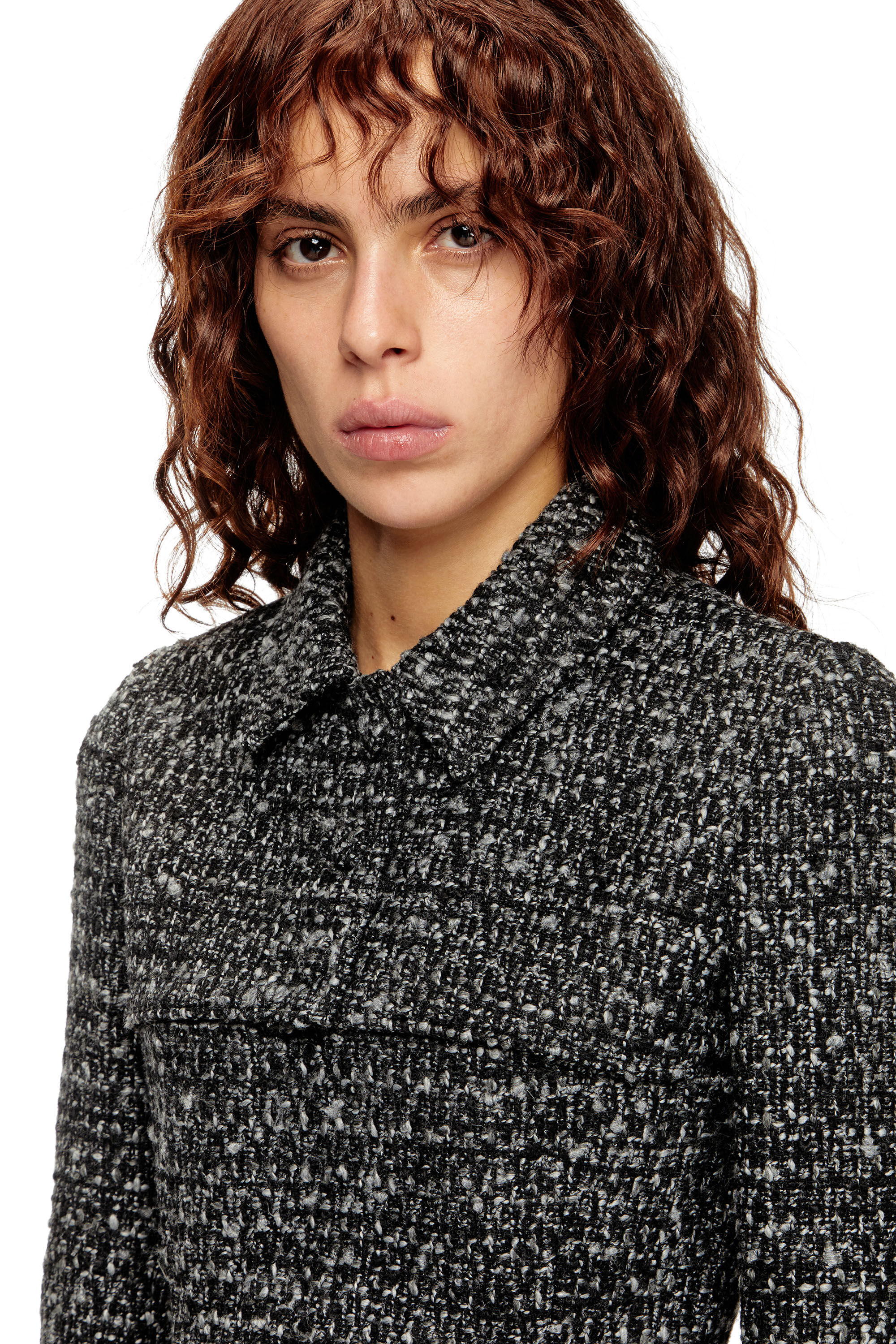 Diesel - G-ANNE, Woman's Boucl&eacute; jacket with ultra-crop hem in Black - 5