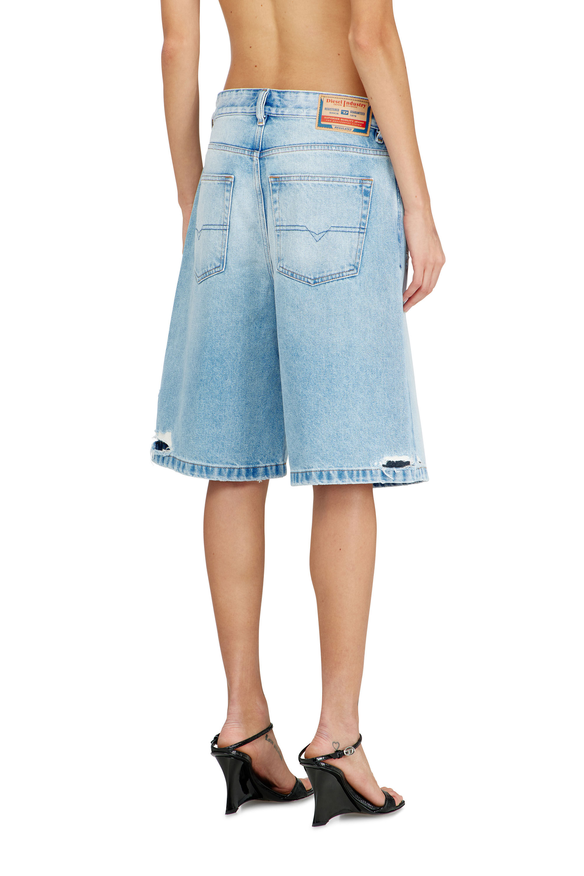 Diesel - DE-SIRE-SHORT, Woman's Shorts in destroyed denim in Light Blue - 4