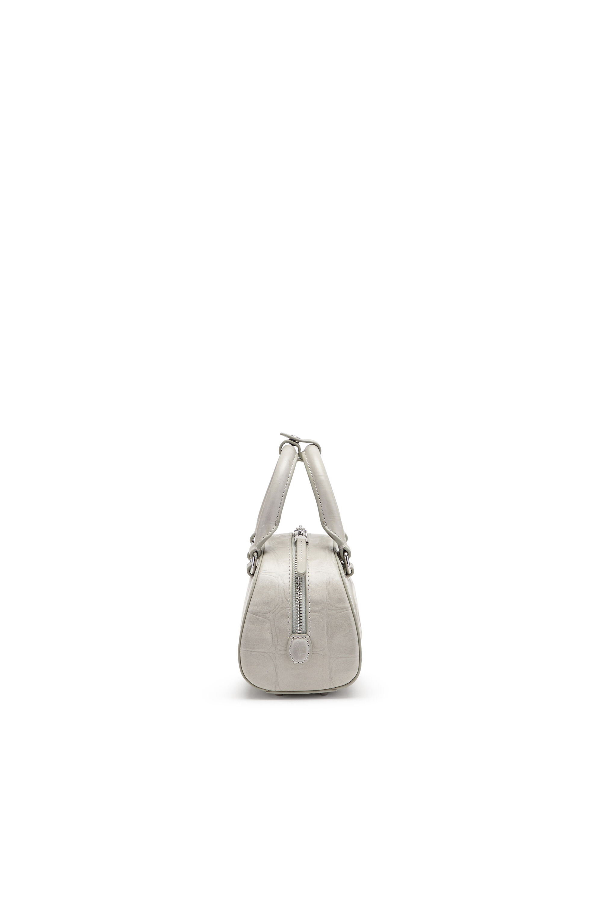 Diesel - 1DR DOME CROSSBODY, Woman's 1DR Dome-Mini bowling bag in croc-effect leather in Grey - 5
