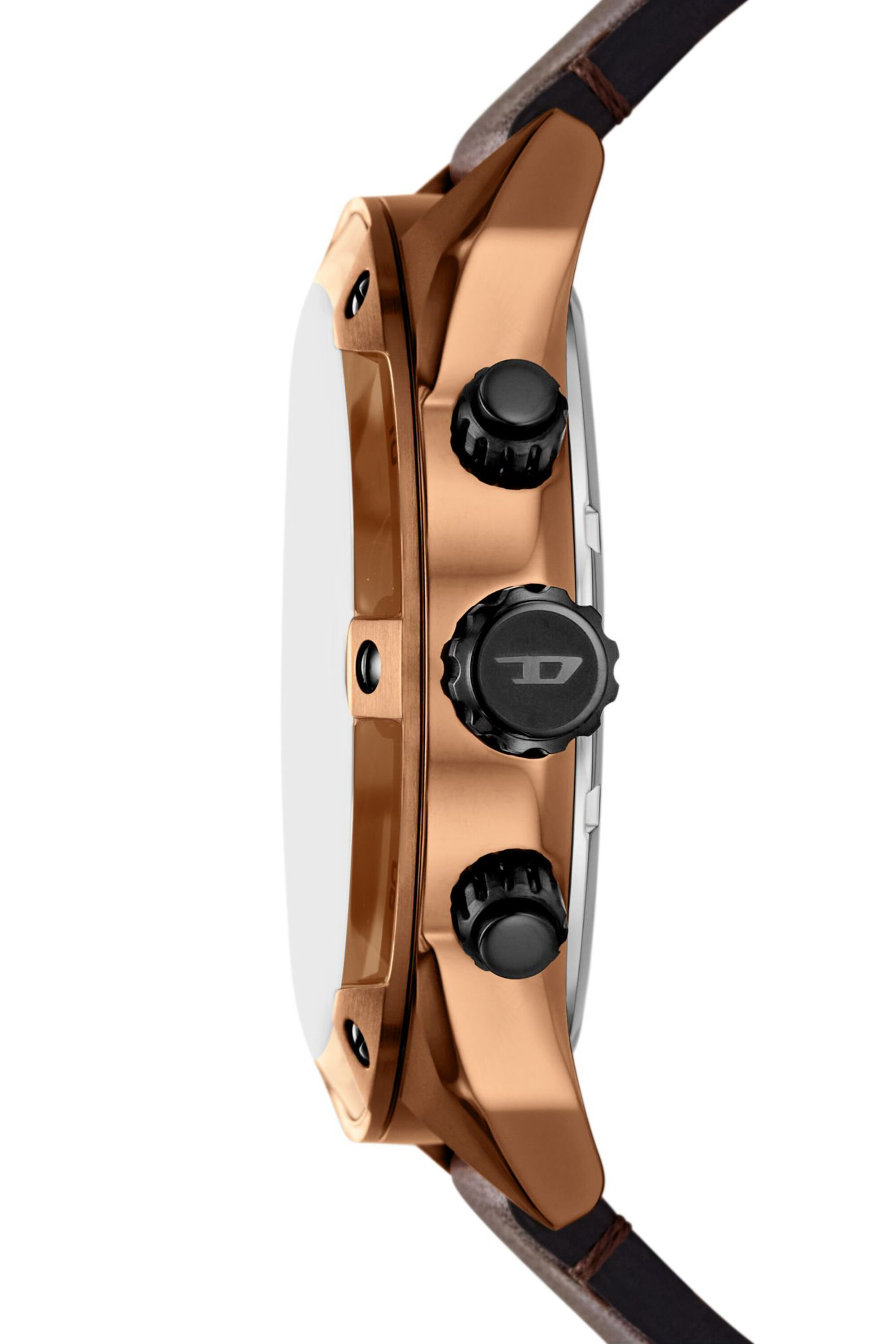 Diesel - DZ4698 WATCH, Man's Spiked brown leather watch in Brown - 3