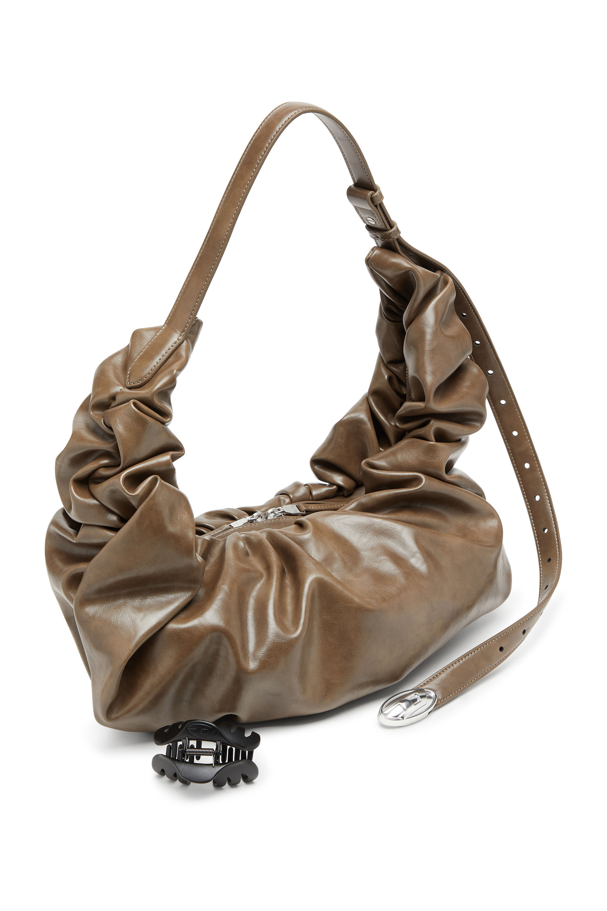 Diesel - GRAB-D HOBO L, Woman's Grab-D-Large scrunched hobo bag in Beige - 6