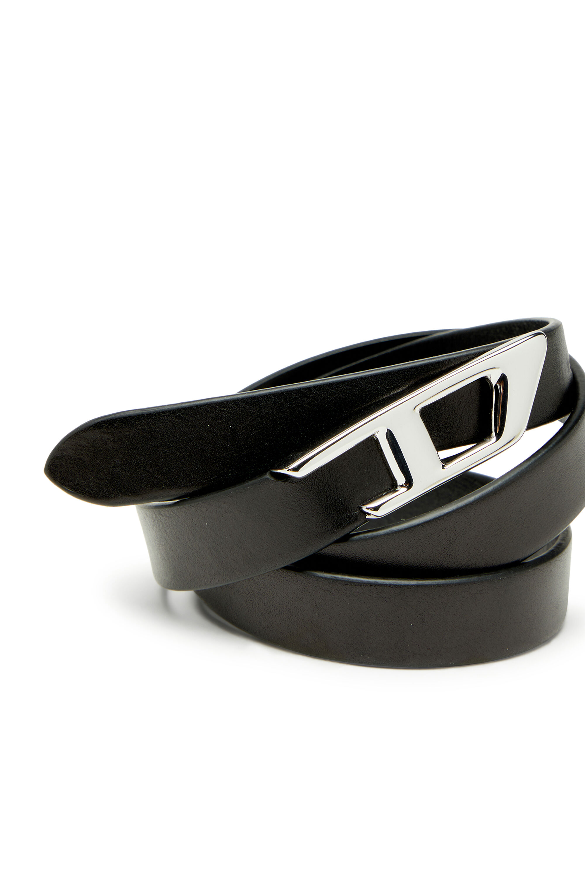Diesel - B-D LOGO 2.0 20, Woman's 2 cm leather belt with metal D buckle in Black - 3