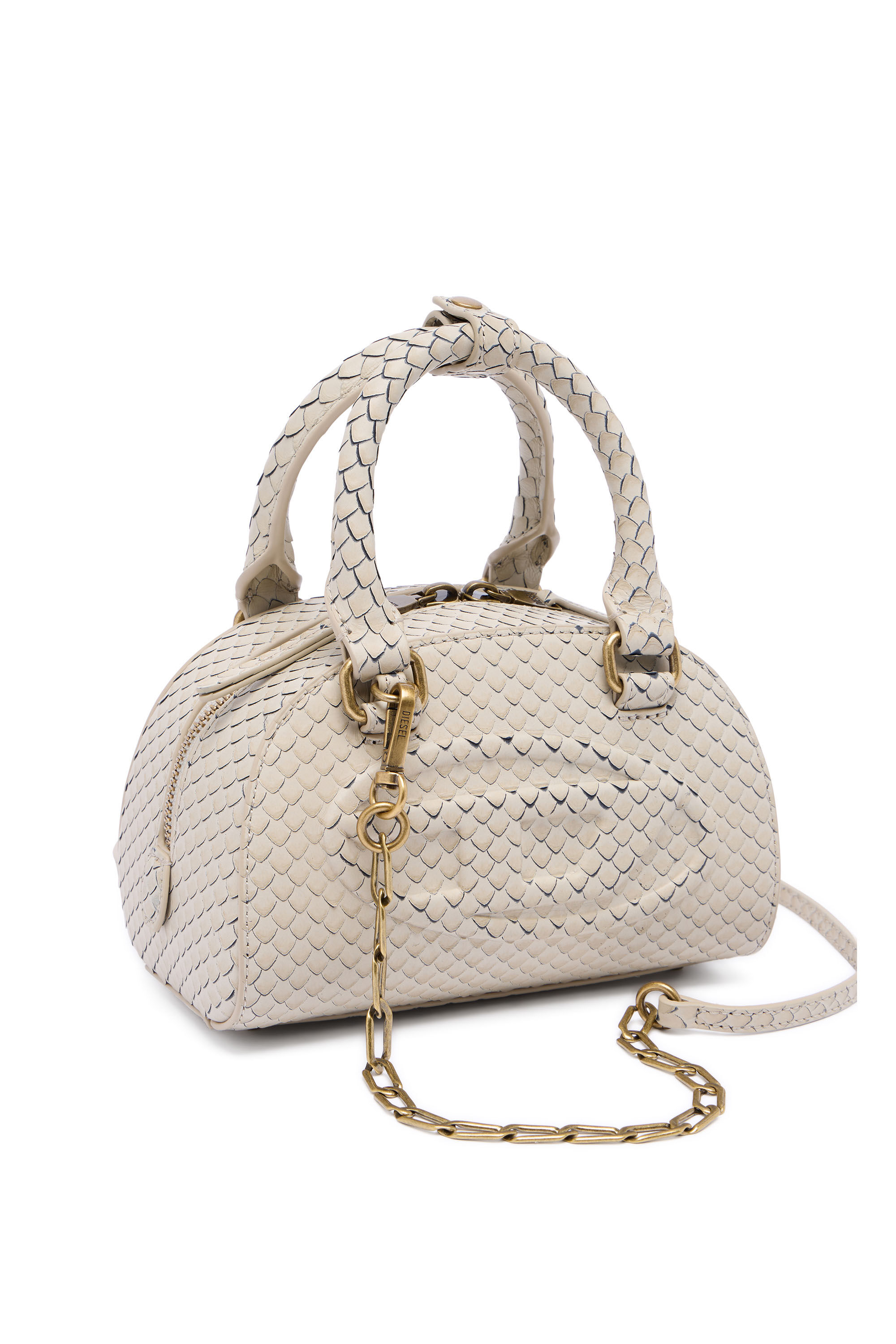 Diesel - 1DR DOME CROSSBODY, Woman's 1DR Dome-Mini bowling bag in snake-effect leather in Beige - 6