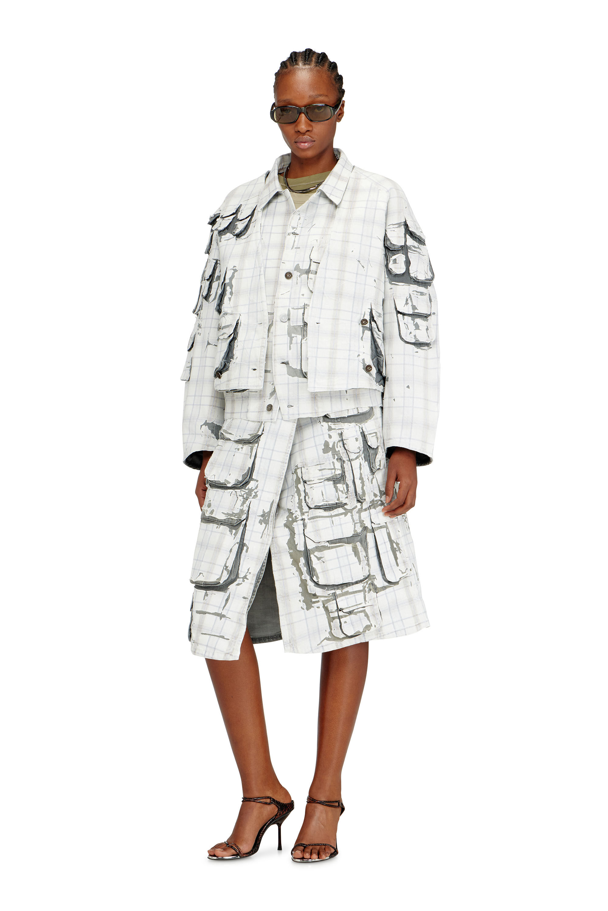 Diesel - DE-TALBAR-FSI, Woman's Denim cardi jacket with peel-off effect in Light Grey - 1