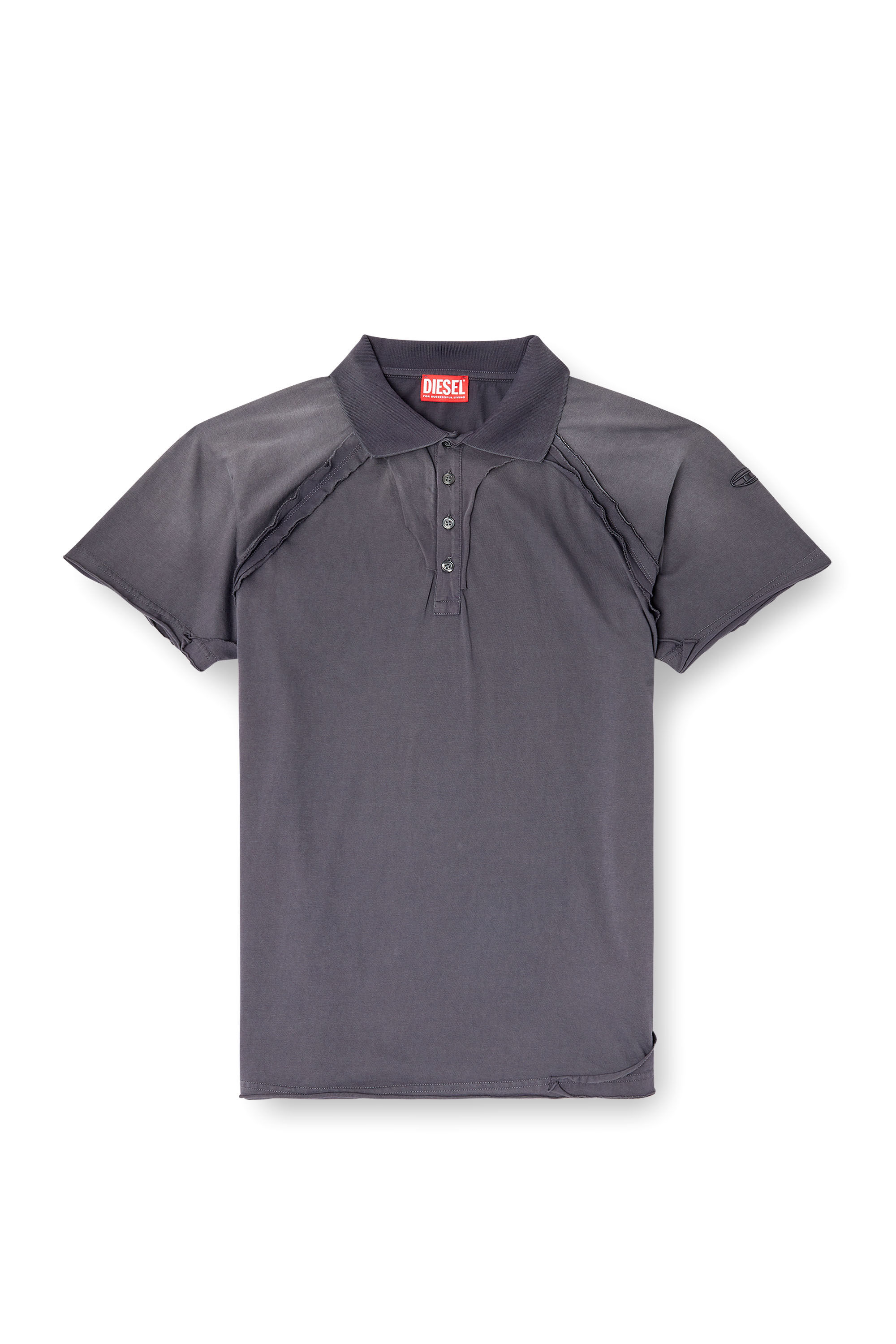 Diesel - T-NORY, Man's Polo shirt with peel-off effect in Grey - 2