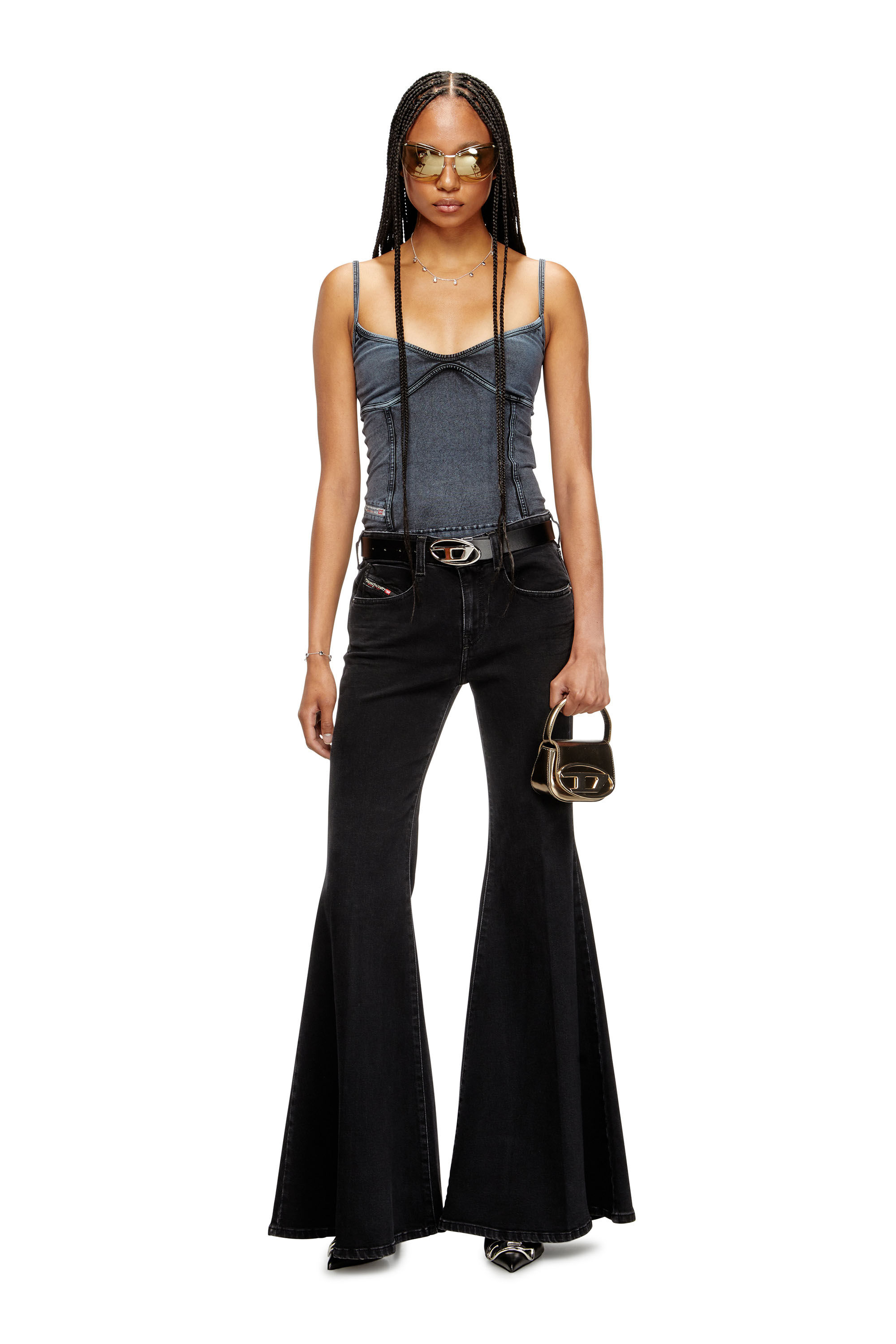 Diesel - Woman's Flare Jeans 1970 D-Bleess 09M69, Black/Dark grey - 1