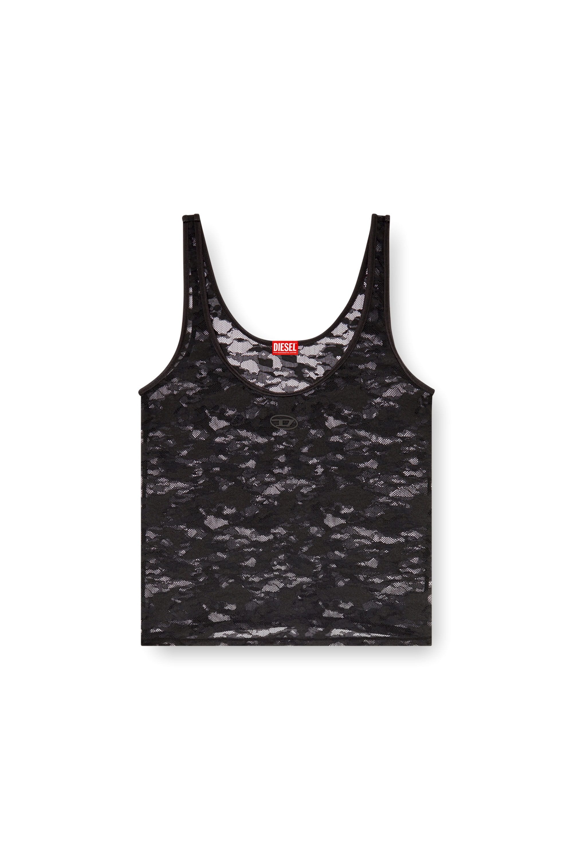 Diesel - LILY-UTLT, Woman's Tank top in nylon lace in Black - 2