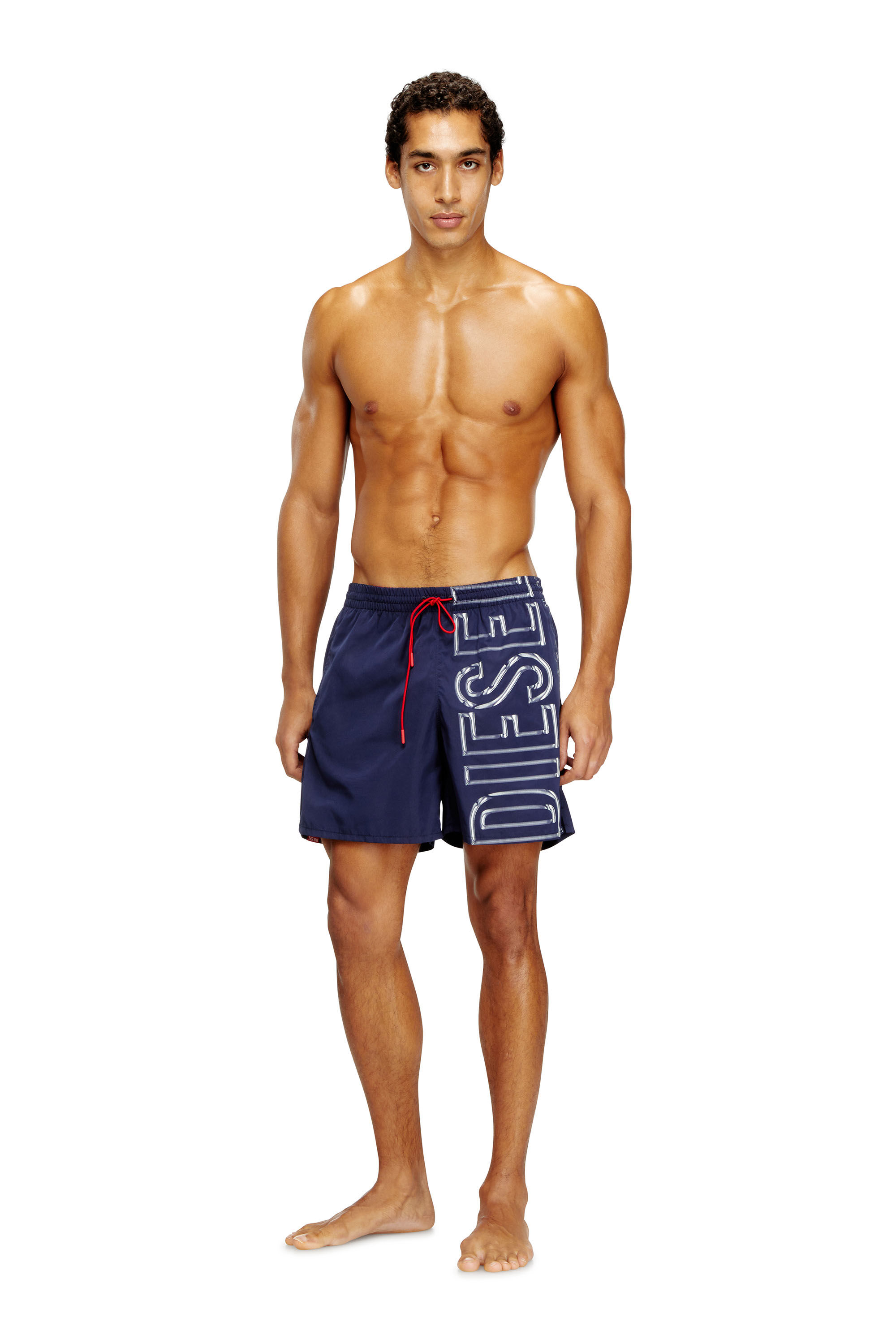 Diesel - SOCCER-41-D-CORE, Man's Swim shorts with oversized logo print in Blue - 2