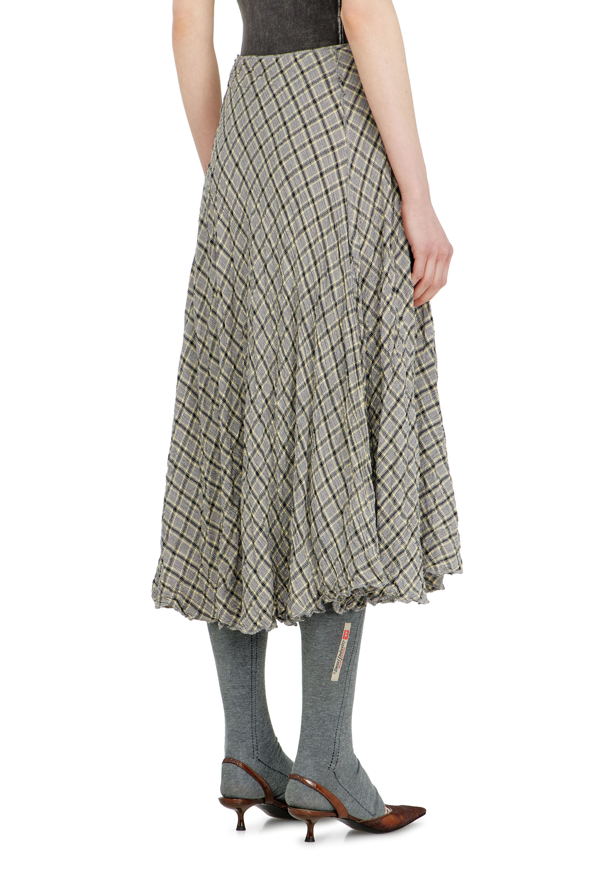 Diesel - O-XYGEN, Woman's Midi skirt in seersucker-effect check in Grey - 4