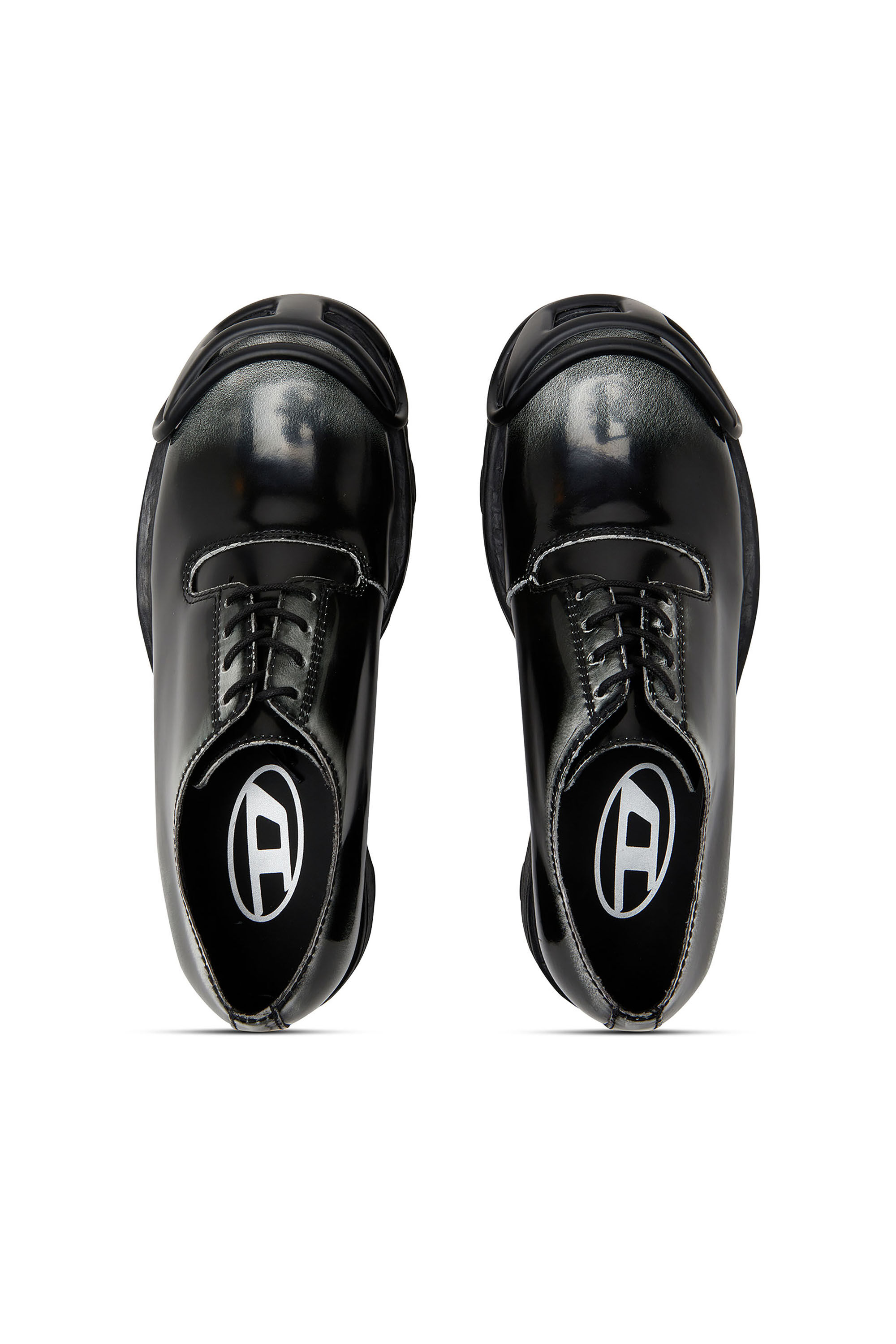 Diesel - D-HAMMER SO D, Man's D-Hammer-Derby shoes in shiny two-tone leather in Black/White - 5