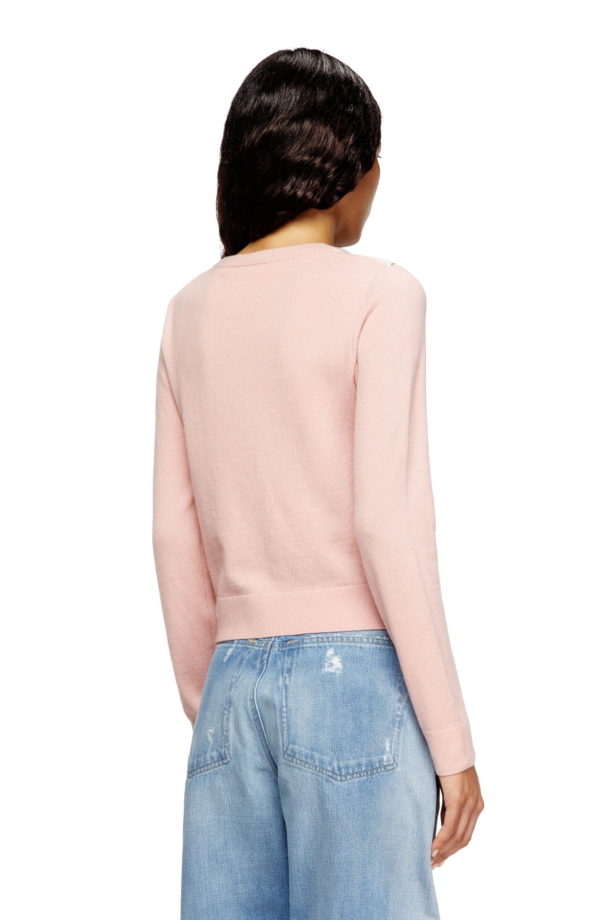 Diesel - M-ROMKO-LS, Woman's Cut-out jumper in argyle wool in Pink - 4