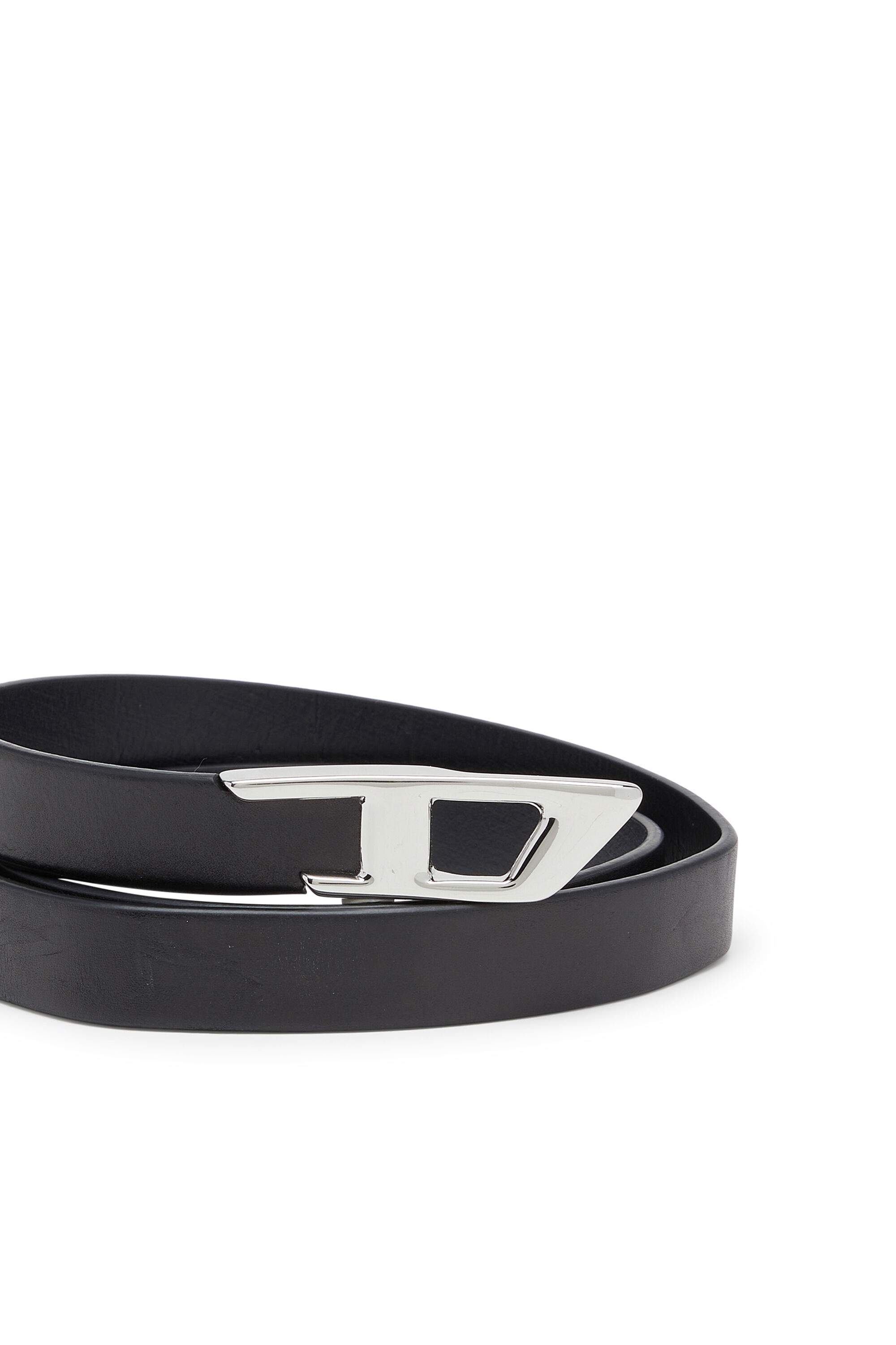 Diesel - B-D LOGO 2.0 20, Woman's 2 cm leather belt with metal D buckle in Black - 6
