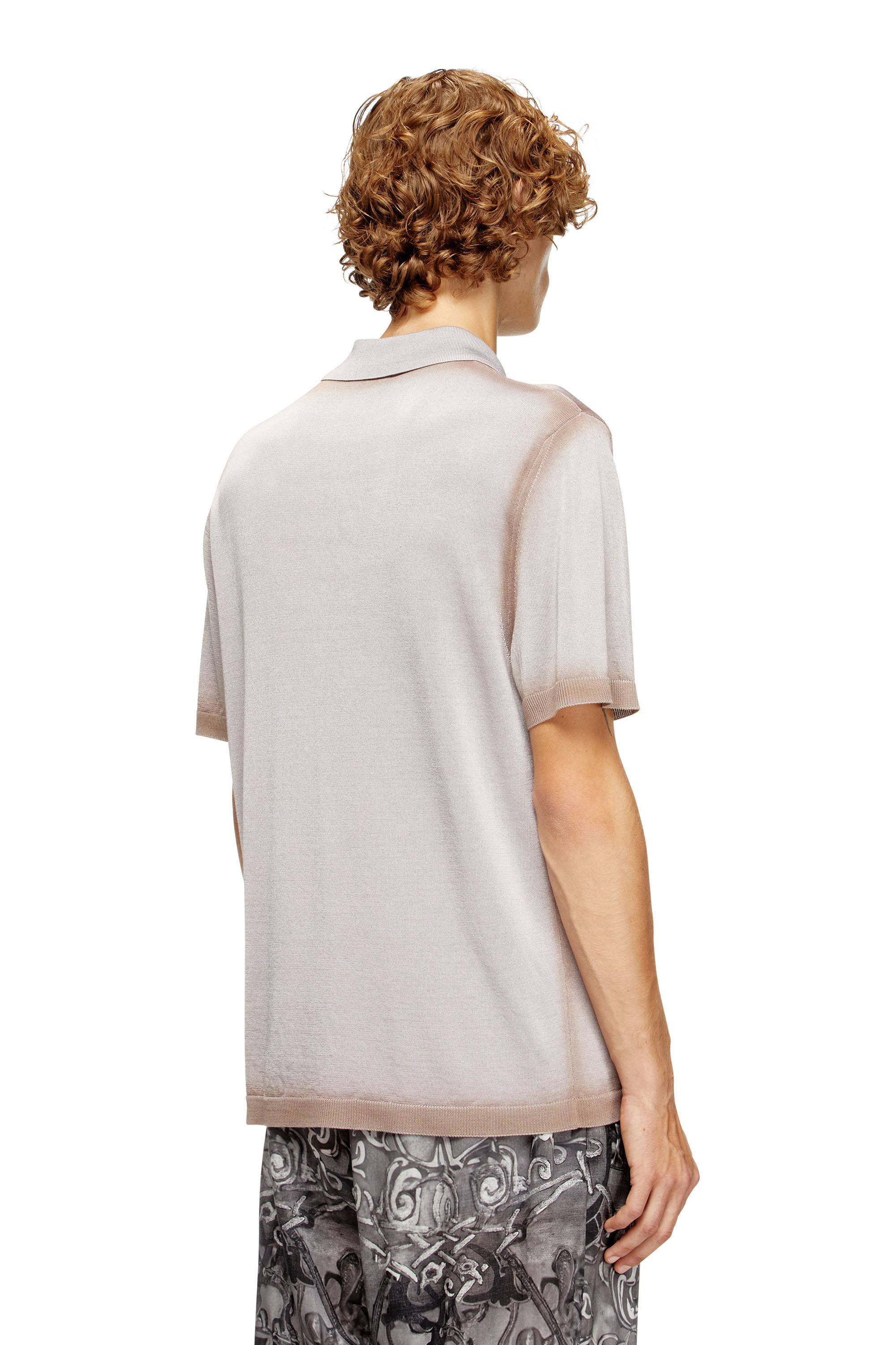 Diesel - K-VIRTO, Man's D&eacute;grad&eacute; knitted polo shirt in Beige - 4