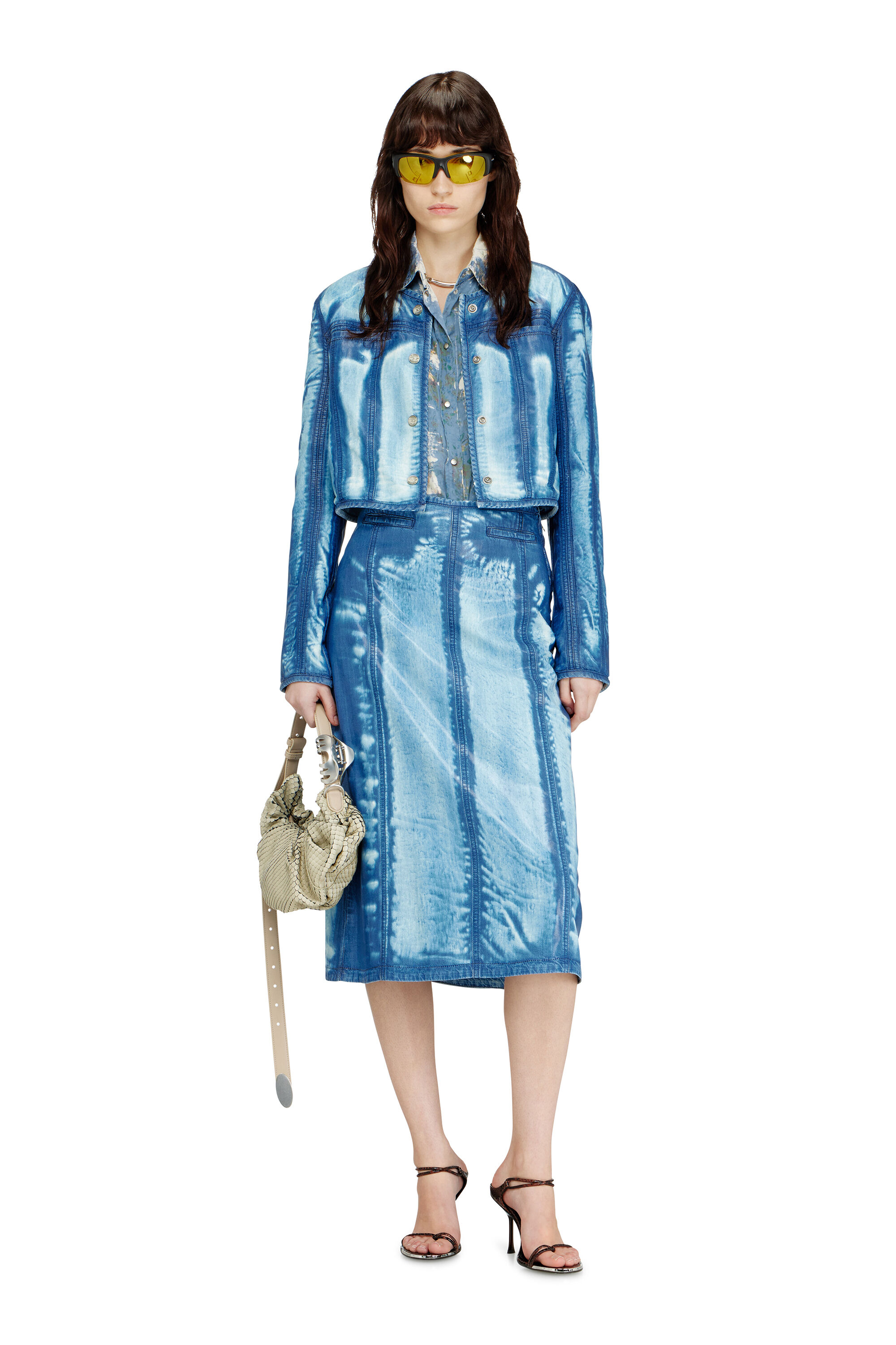 Diesel - GRAB-D HOBO S, Woman's Grab-D-Small scrunched hobo bag in snake-effect leather in Beige - 1