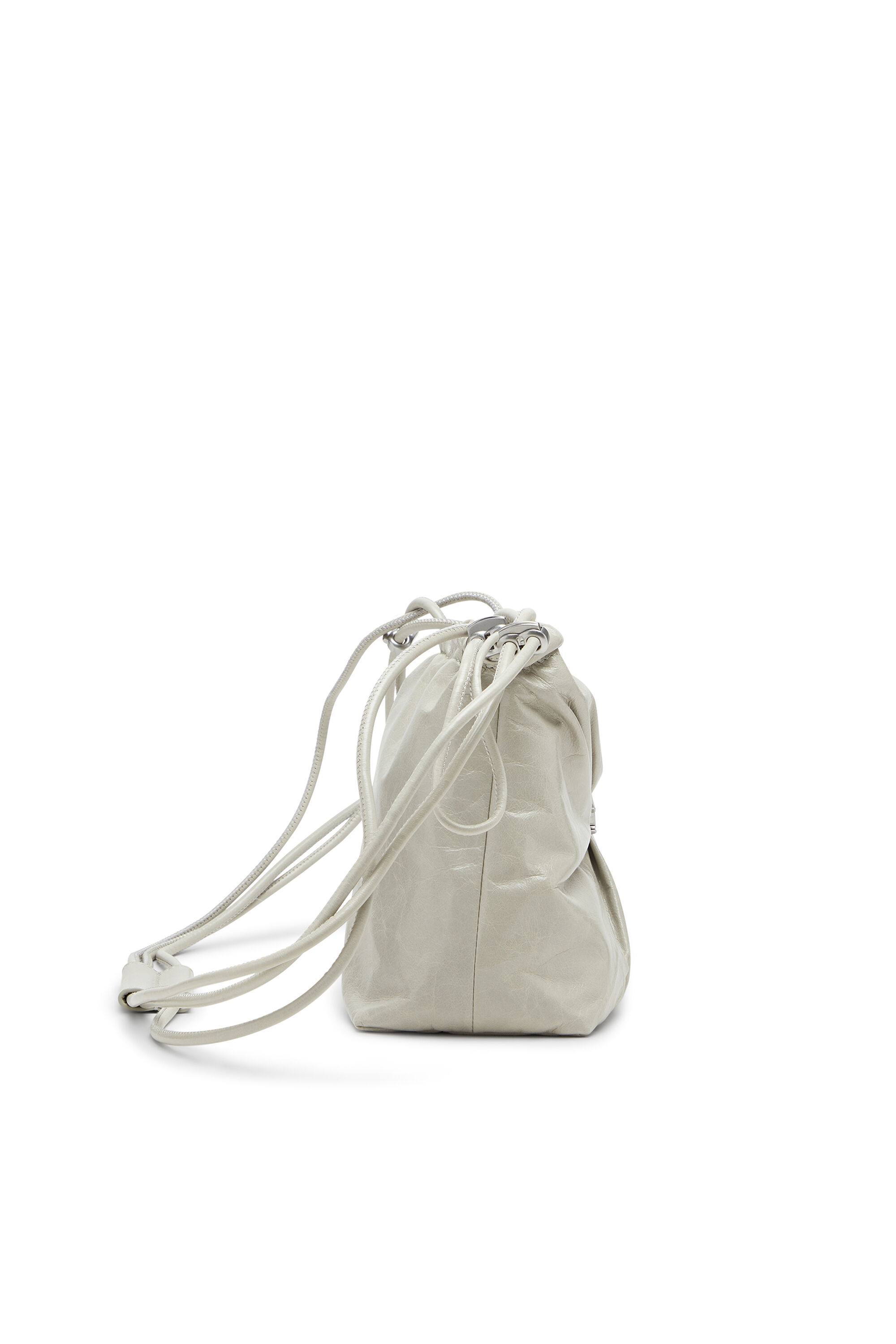 Diesel - SCRUNCH-D BUCKET, Woman's Scrunch-D-Bucket bag in shiny wrinkled leather in White - 5