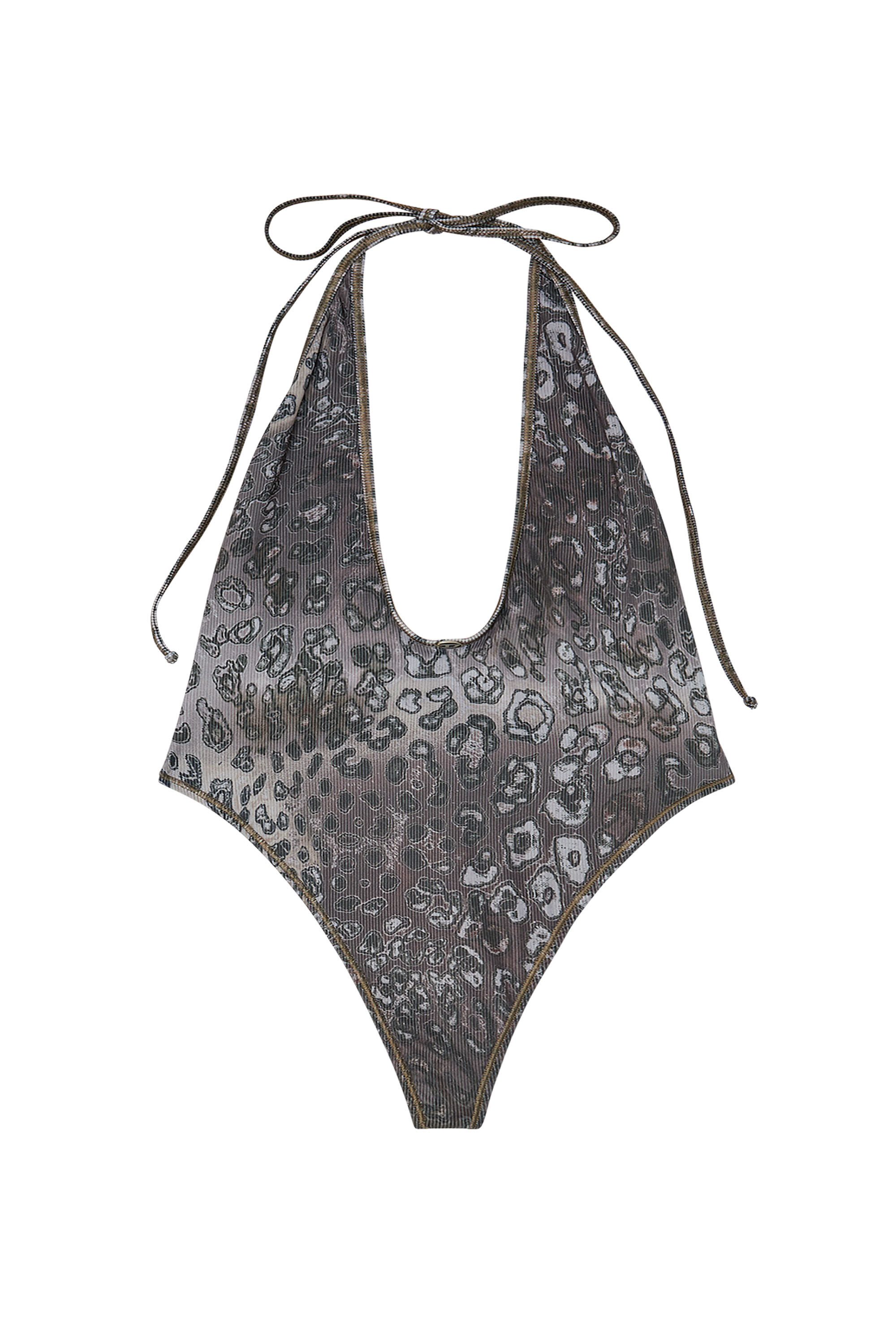 Diesel - AUDREY-UTLT, Woman's Animal-print swimsuit with deep neckline in Grey - 6