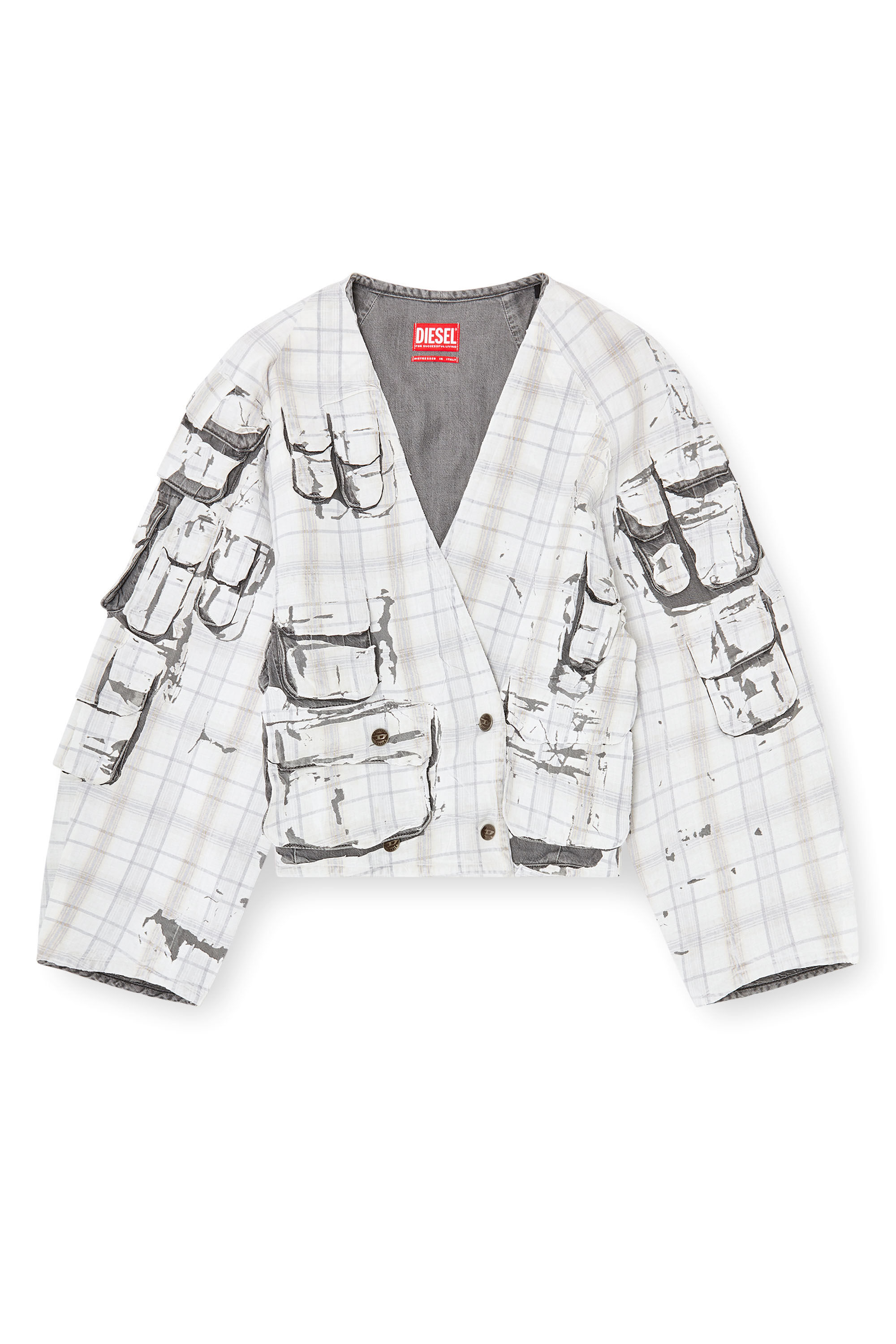 Diesel - DE-TALBAR-FSI, Woman's Denim cardi jacket with peel-off effect in Light Grey - 2