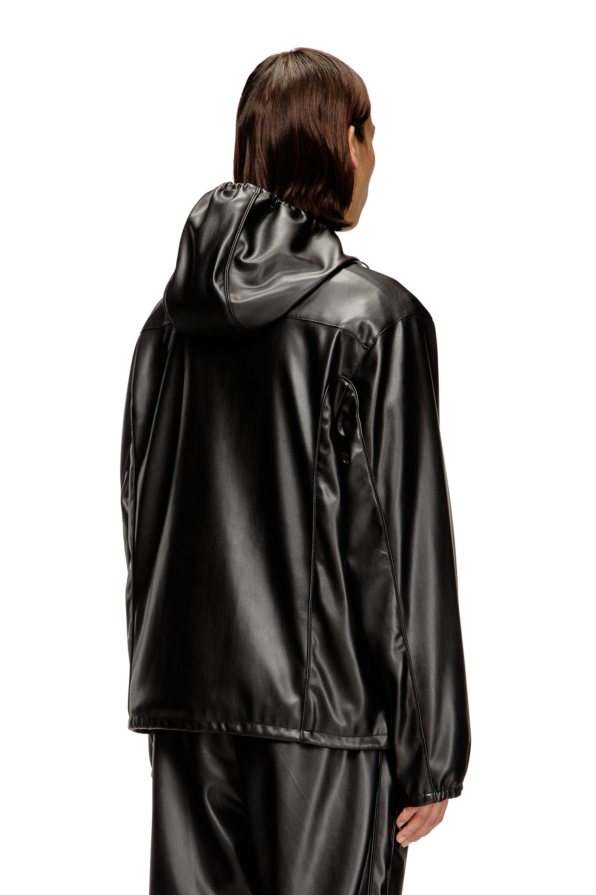 Diesel - J-HIVES-PGBX, Man's Hooded windbreaker in coated fabric in Black - 4