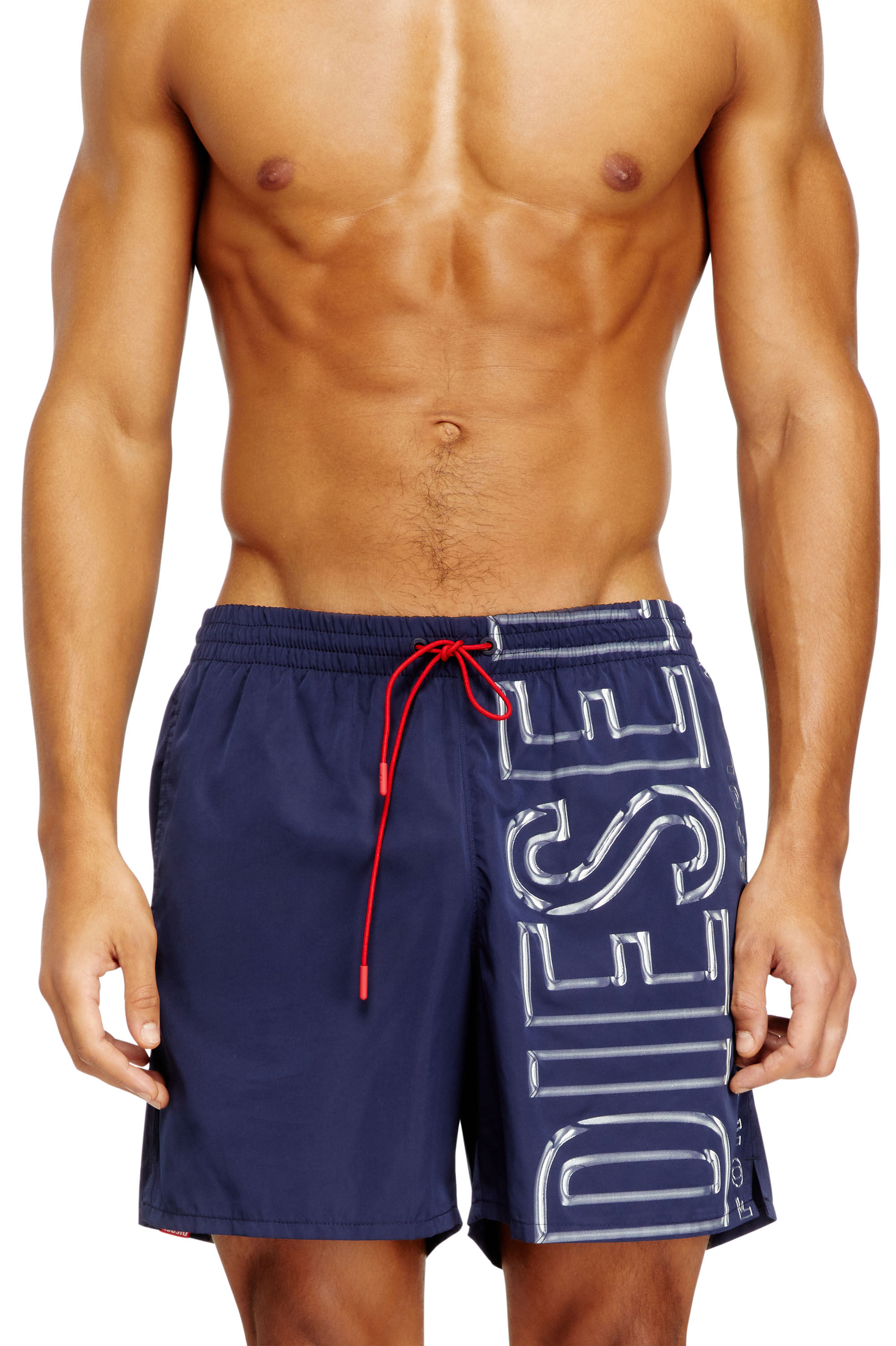 Diesel - SOCCER-41-D-CORE, Man's Swim shorts with oversized logo print in Blue - 1