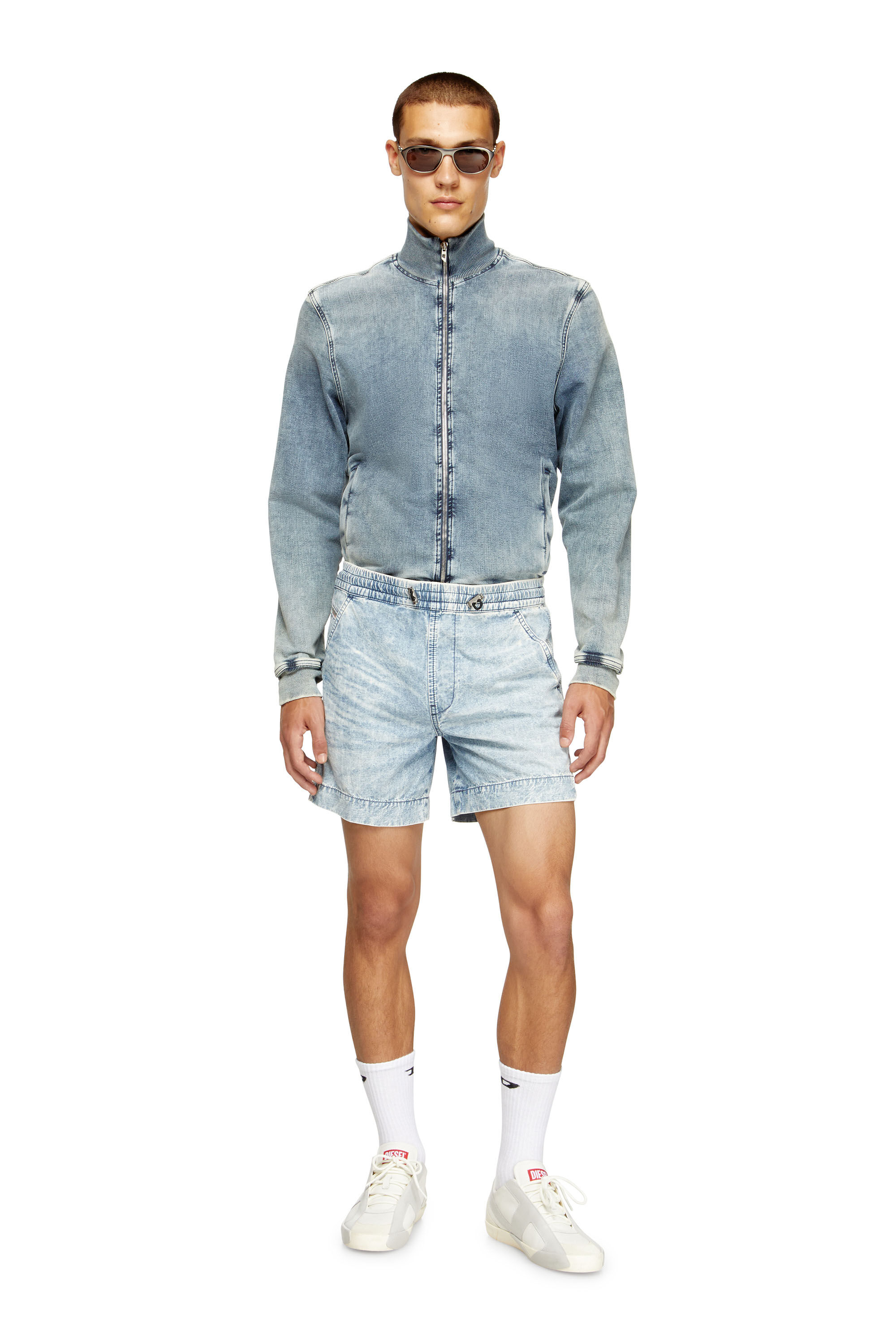Diesel - D-TENNI-S, Unisex's Shorts in marbled denim in Light Blue - 3
