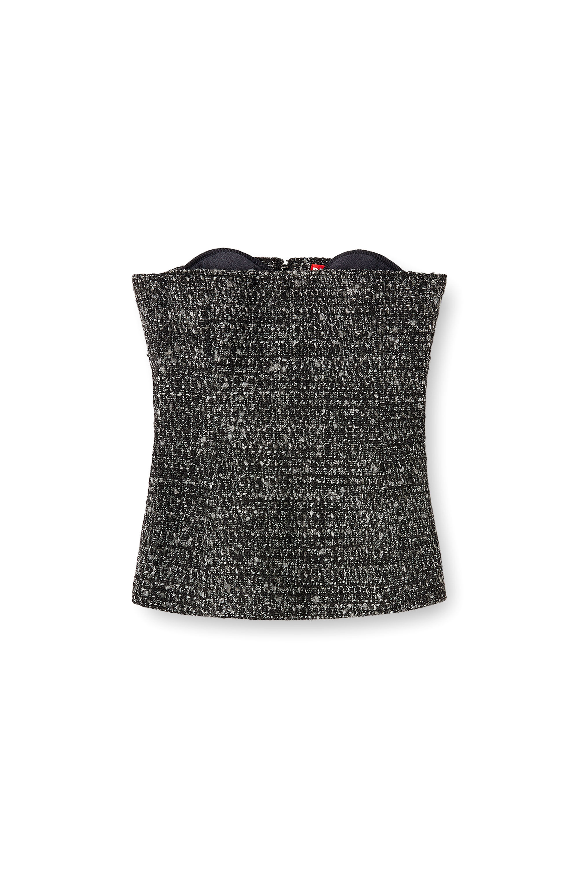 Diesel - T-ORSET, Woman's Boucl&eacute; corset top with ultra-low cut in Black - 2