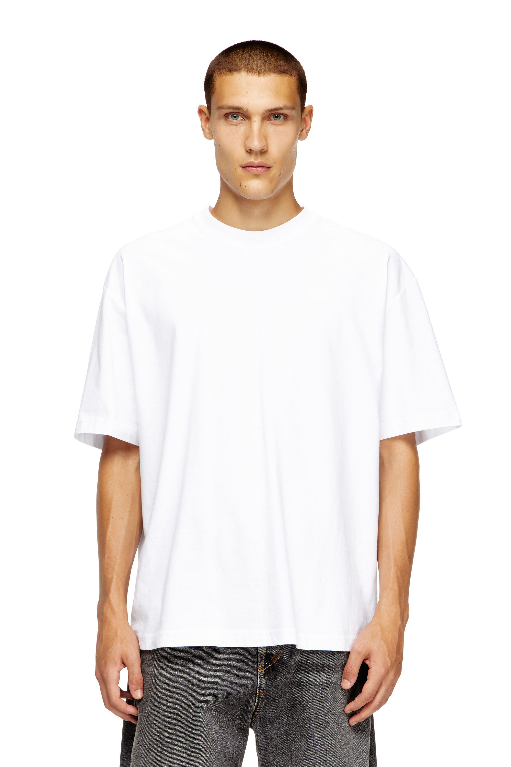 Diesel - T-BOGGY-MEGOVAL-D, Man's T-shirt with maxi oval D embroidery in White - 4