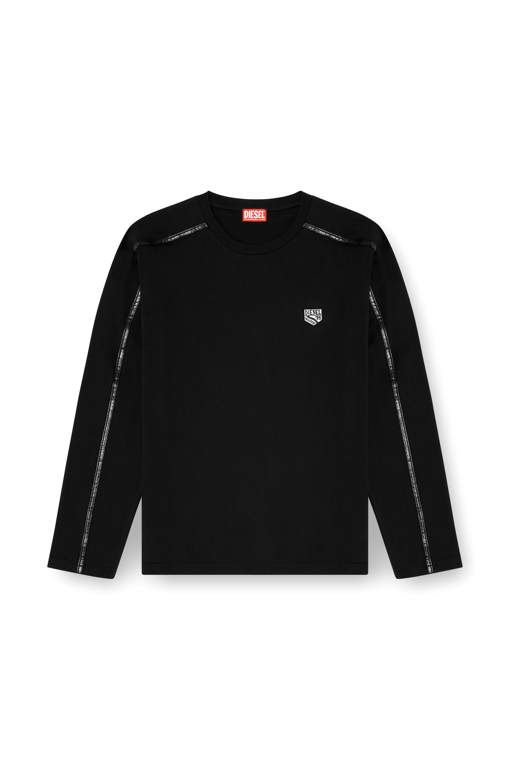 Diesel - T-NORM-LS-FL, Man's Long-sleeve T-shirt with tonal trims in Black - 2