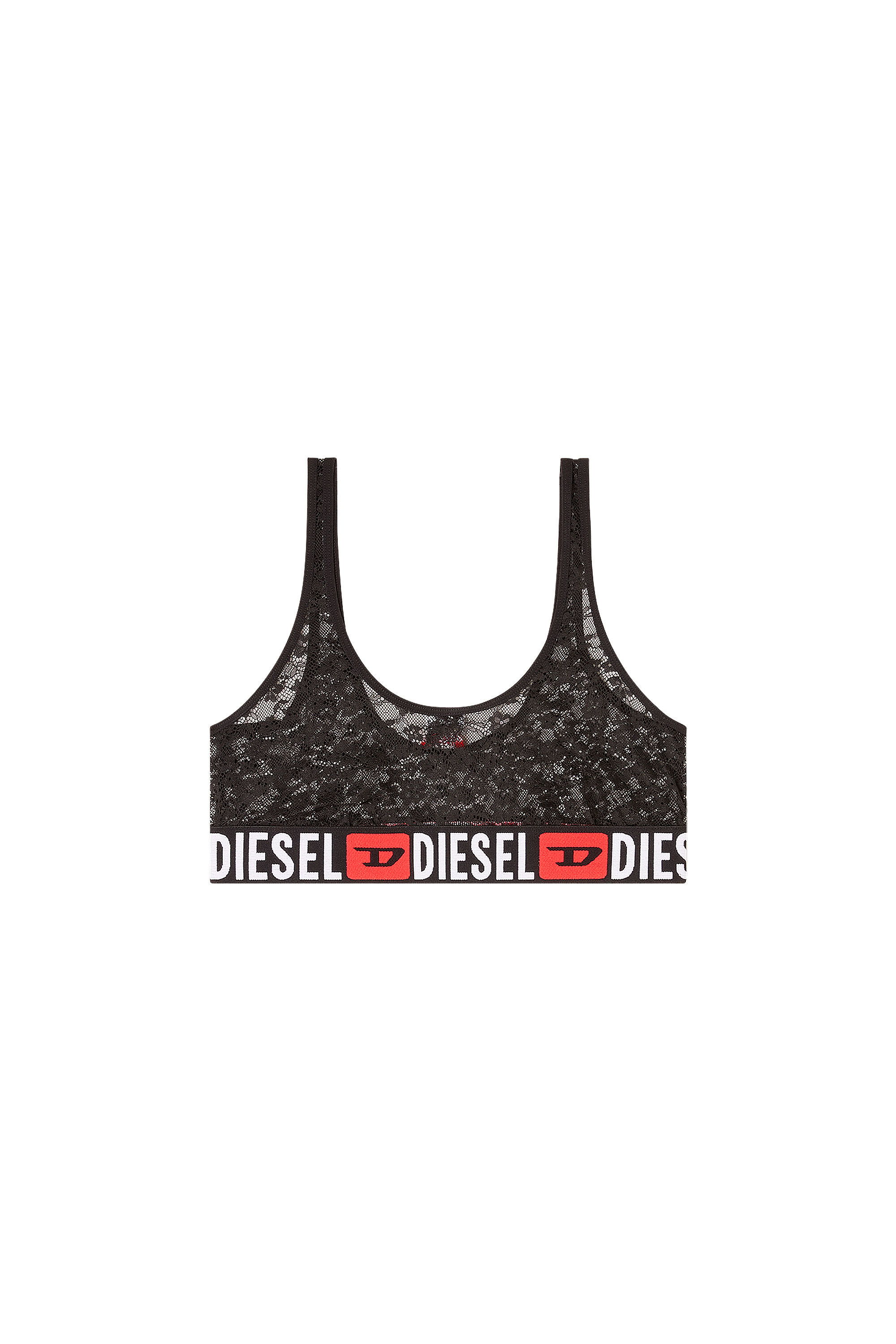 Diesel - UFSB-ORIBA, Woman's Lace bralette with Diesel logo elastic in Black - 2