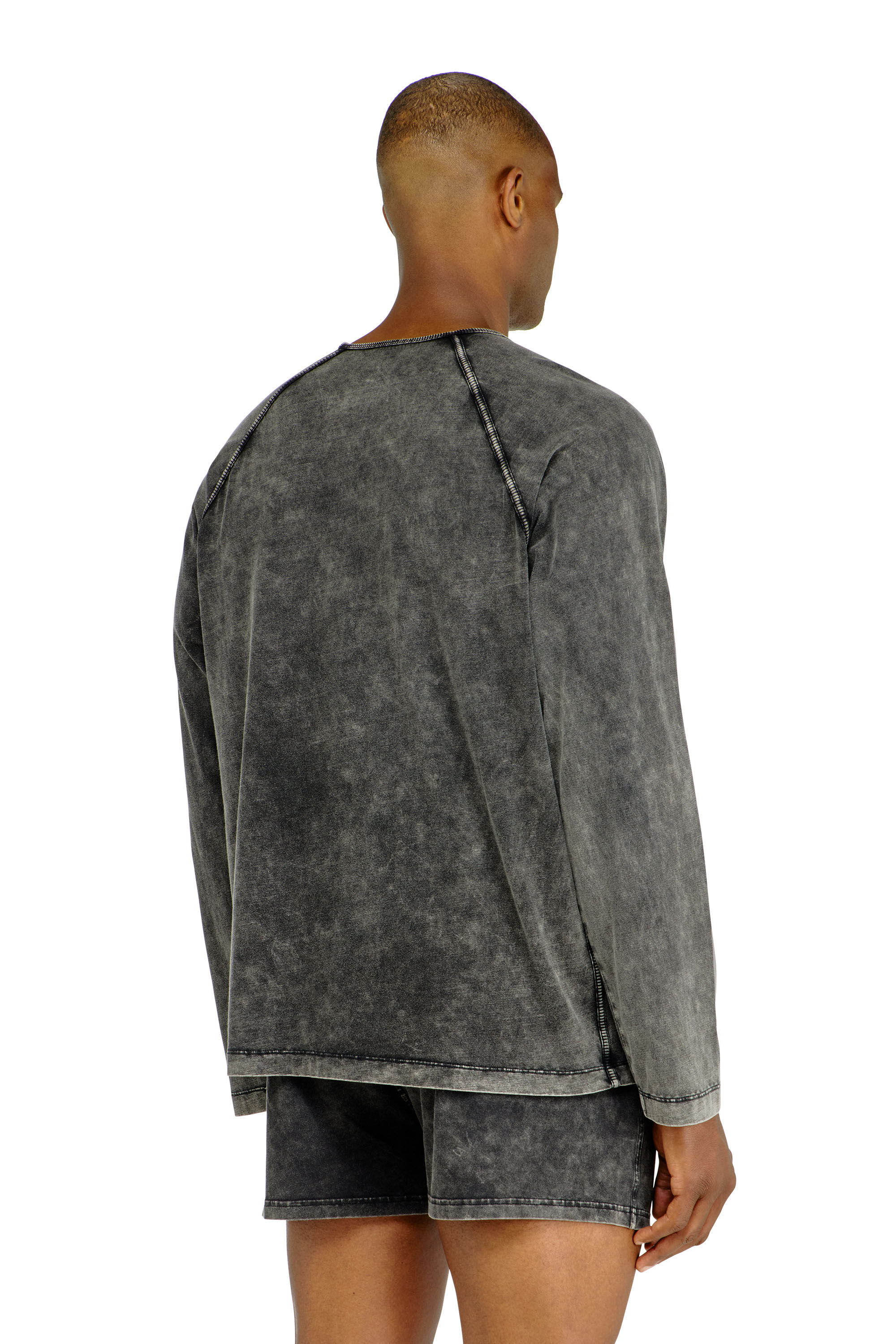 Diesel - BRYAN-DNM, Man's Cotton pijama top with logo patch in Dark grey - 4