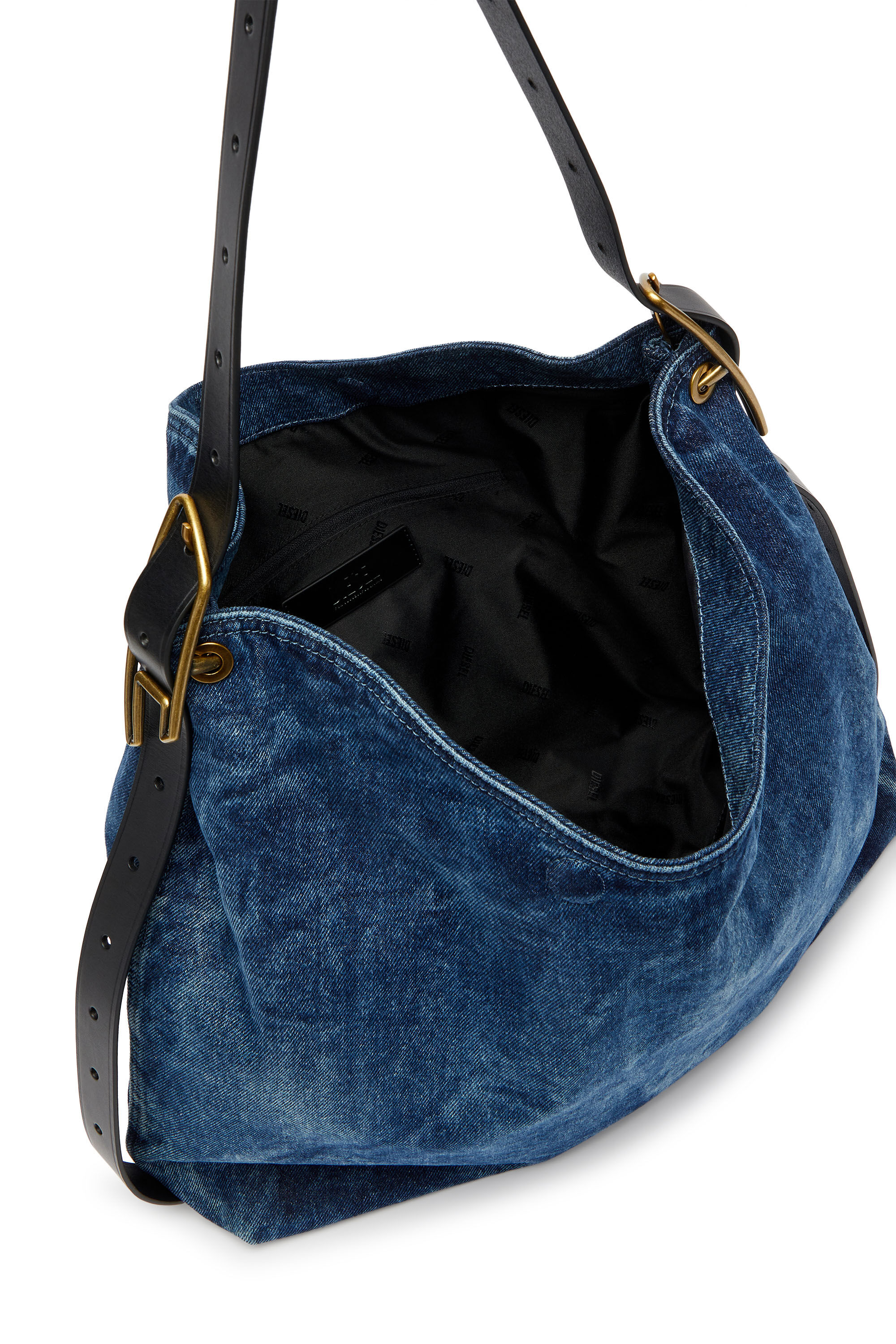 Diesel - D-LINE HOBO, Woman's D-Line-Denim hobo bag in Medium blue - 4