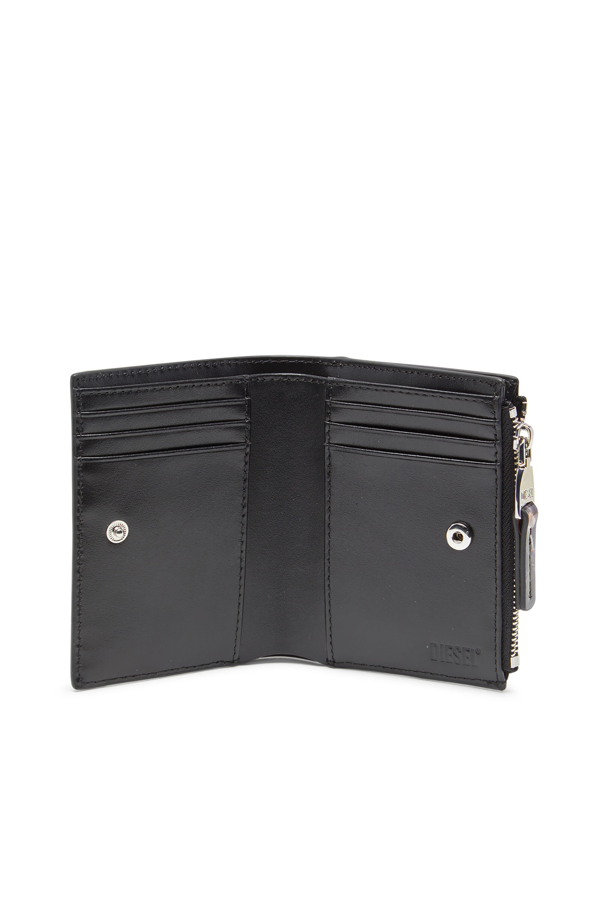 Diesel - PLAY BI-FOLD ZIP II, Woman's Small wallet in printed glossy PU in Black/Brown - 3