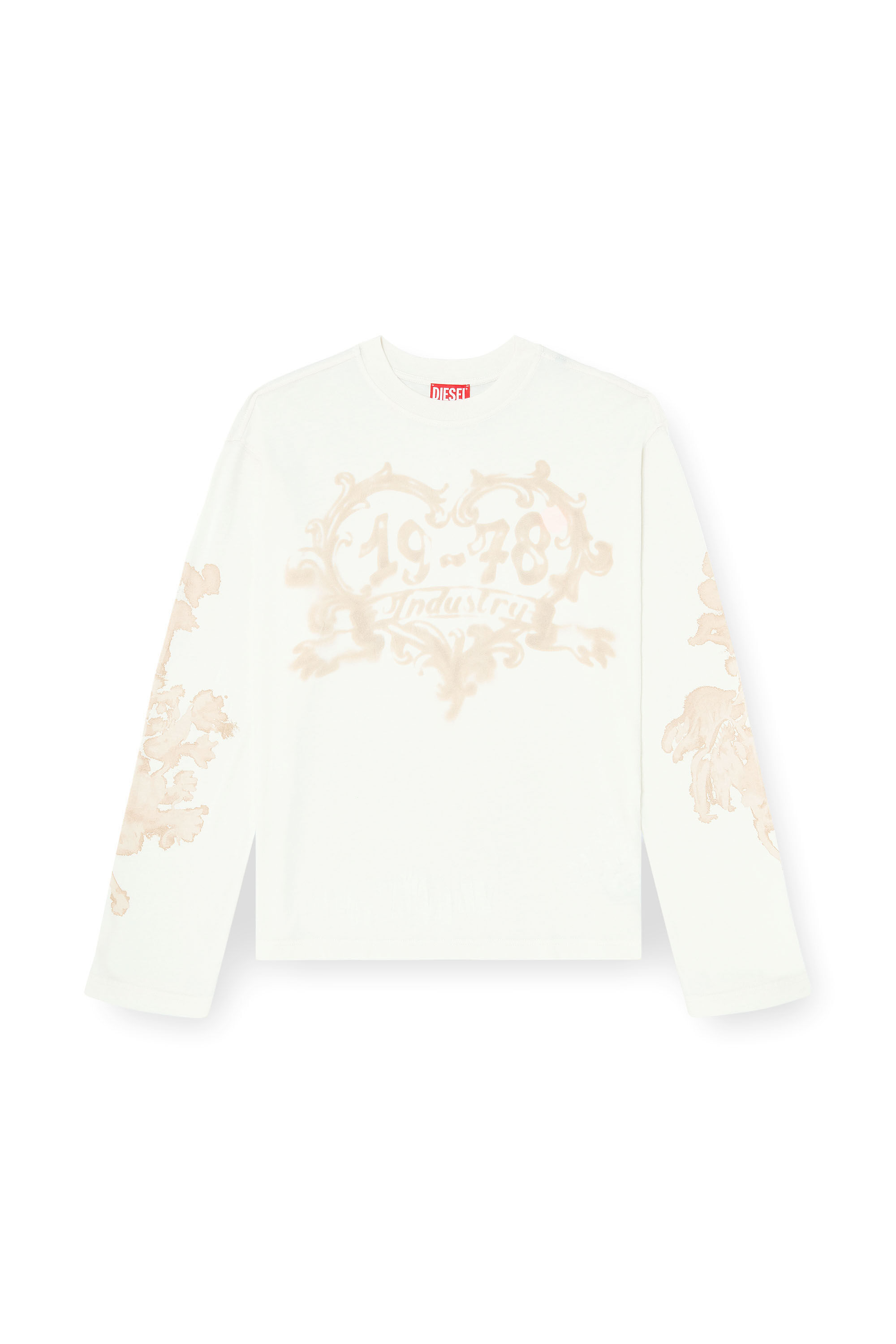 Diesel - T-HILARY-LS-AA1, Woman's Cotton long-sleeve T-shirt with graphic print in White/Pink - 2