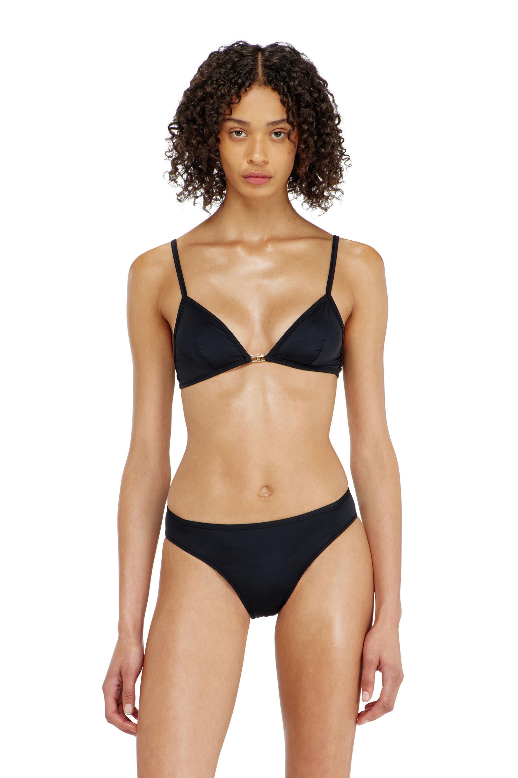 Diesel - LUNA-UTLT, Woman's Triangle bra in nylon with Oval D detail in Black - 3