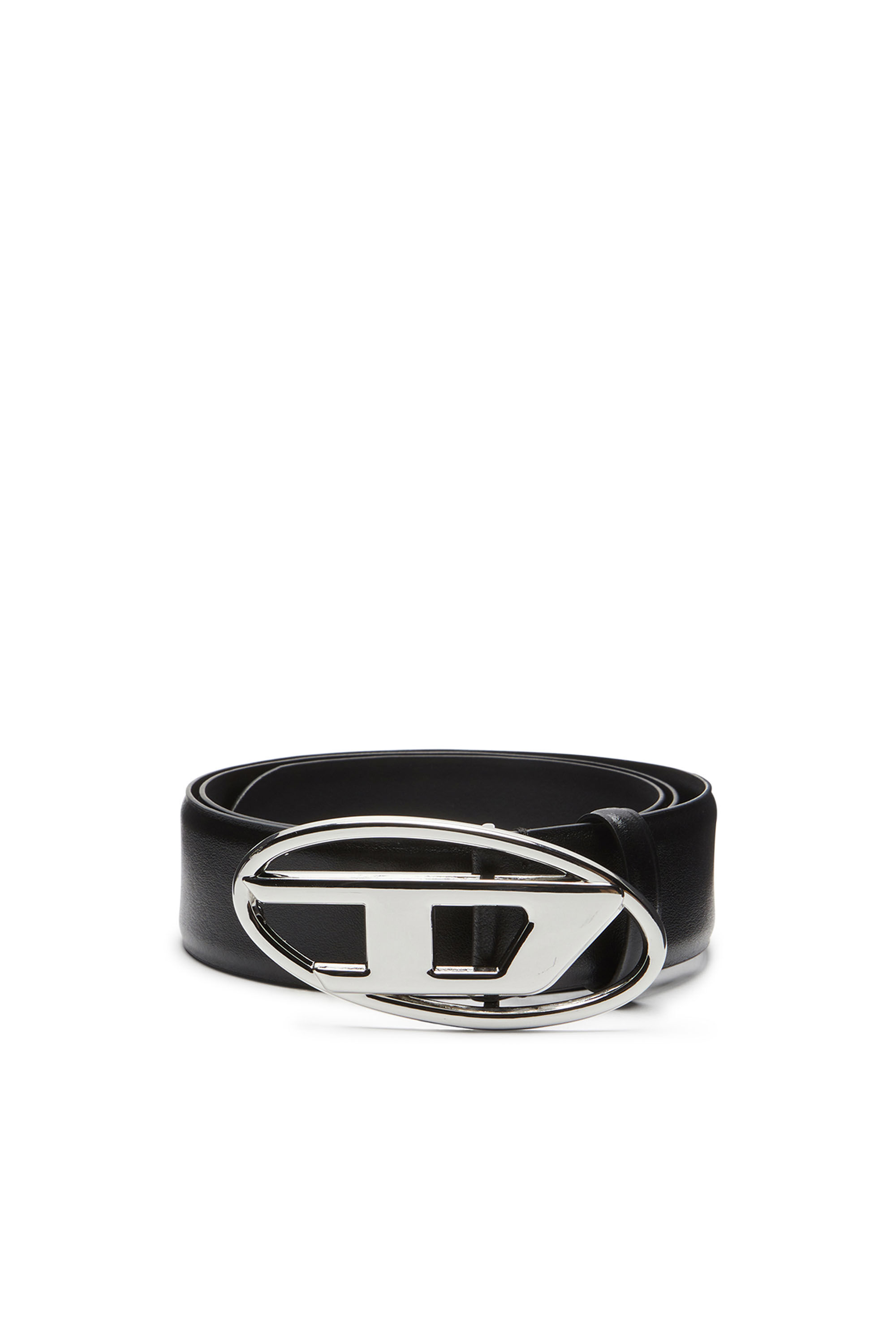 Diesel - B-1DR, Man's 4cm Leather belt with Oval D buckle in Black - 1