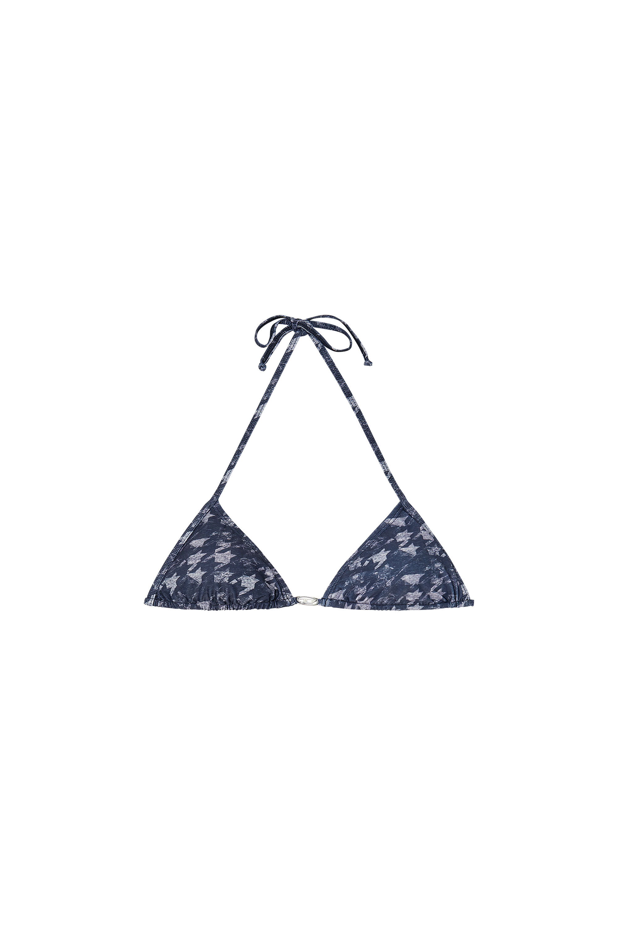 Diesel - ELETTRA-DNM, Woman's Bikini top with all-over houndstooth print in Blue - 4