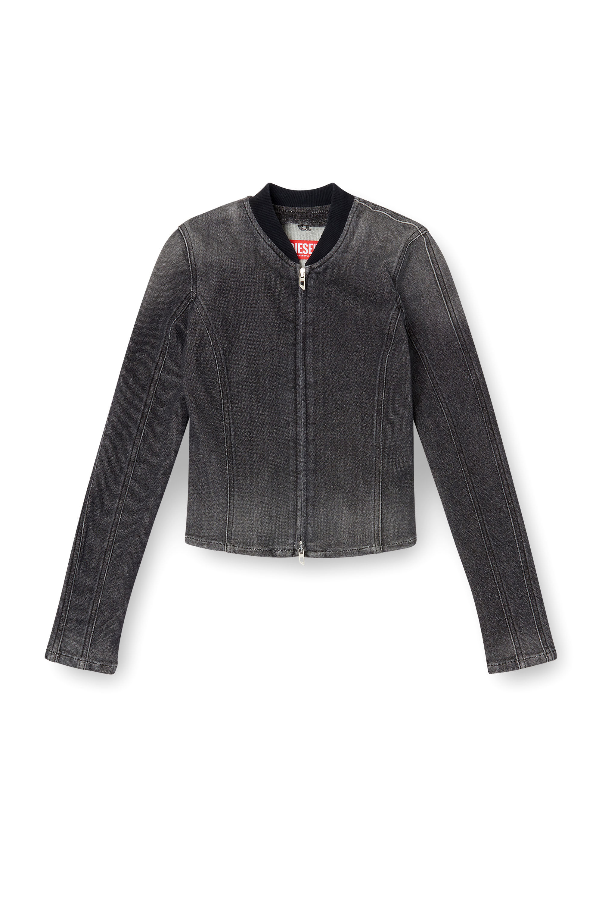 Diesel - DE-GARY-D JOGG, Woman's Cropped jacket in monochrome denim in Black - 2