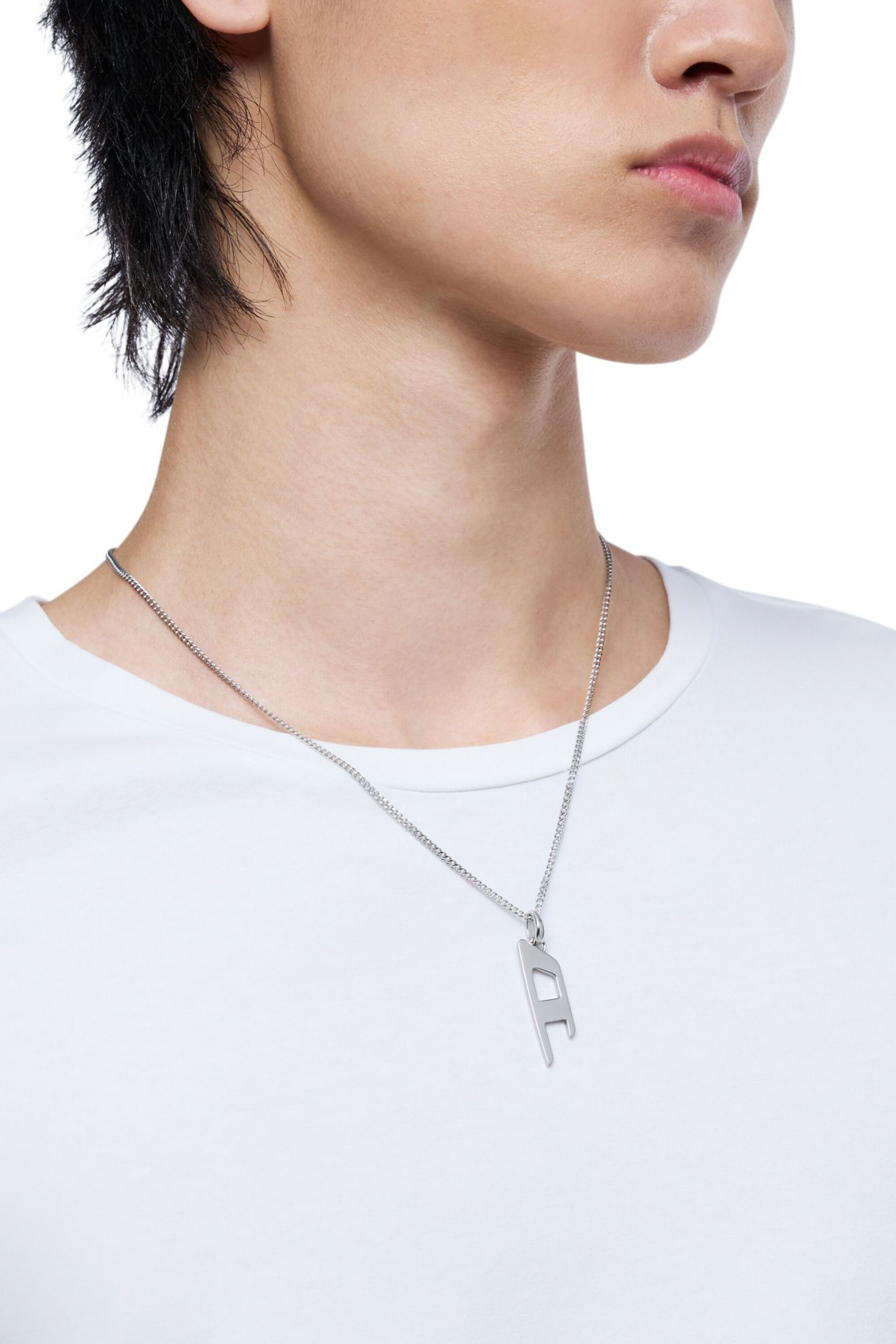 Diesel - DX1625040 JEWELLERY, Unisex's Stainless steel d logo pendant necklace in Silver - 4