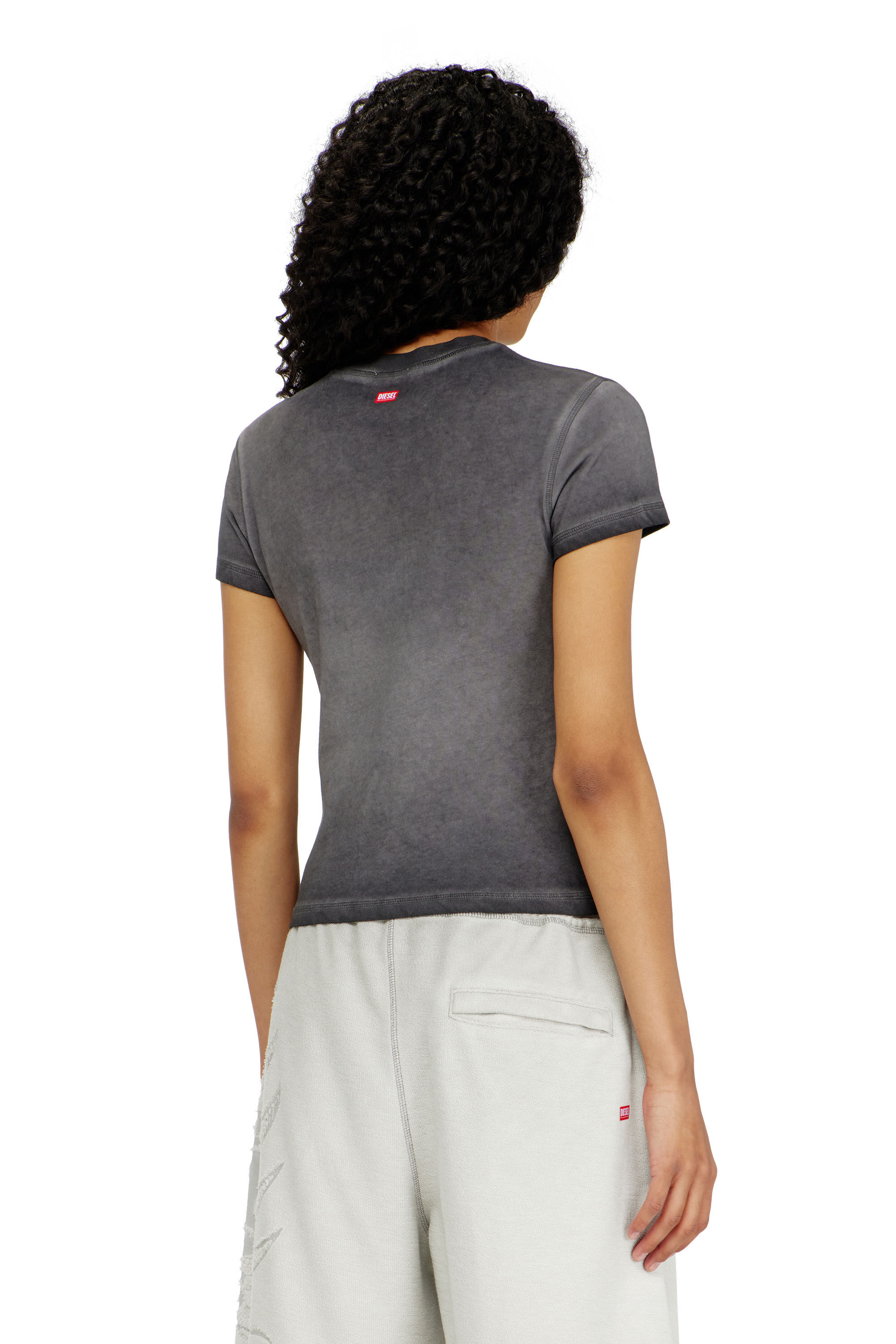 Diesel - T-ILA-AA7, Woman's Slim T-shirt with d&eacute;vor&eacute; Phoenix in Dark grey - 4