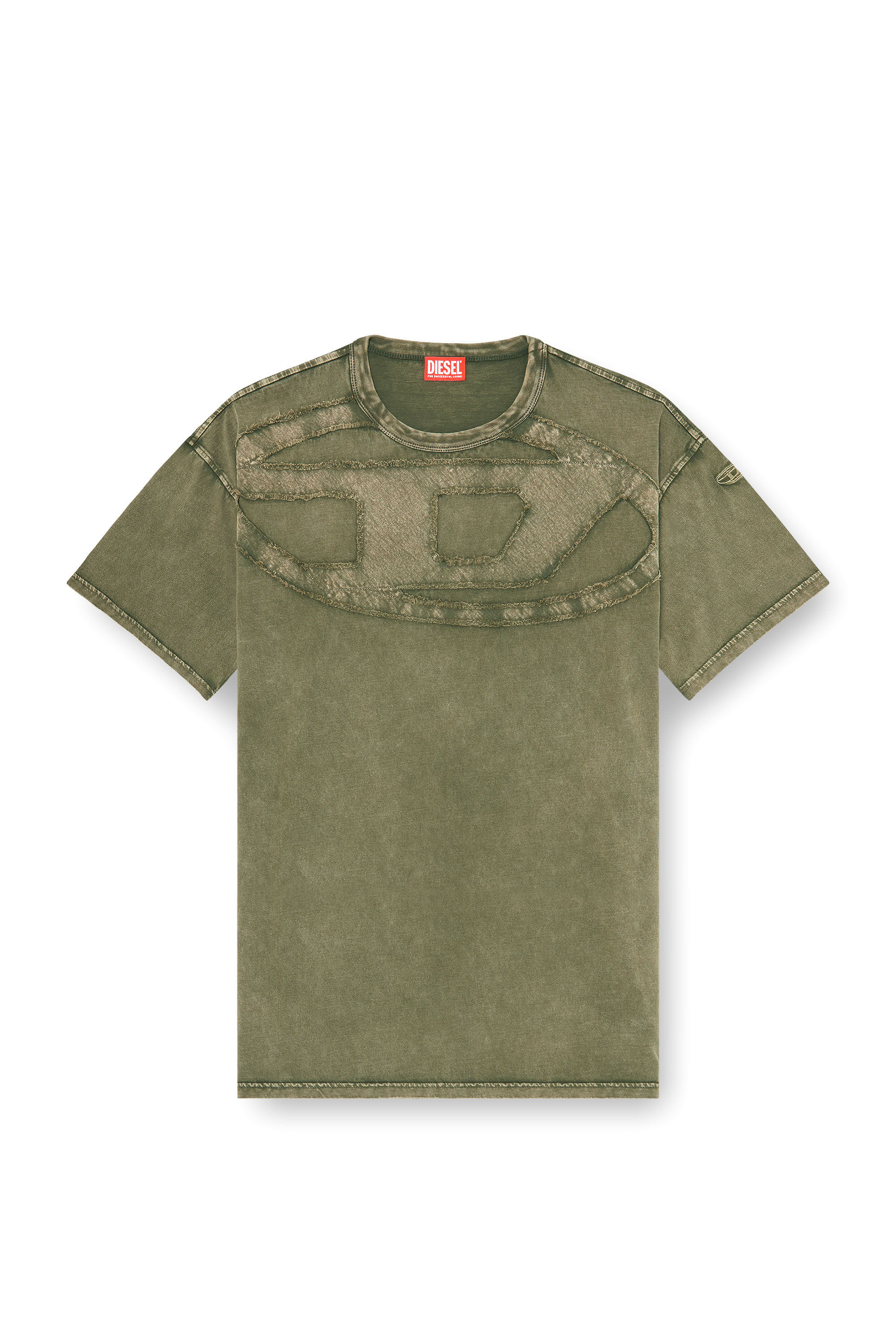 Diesel - T-BOXT-DEN, Man's Relaxed cotton T-shirt with Oval D applique in Green - 2
