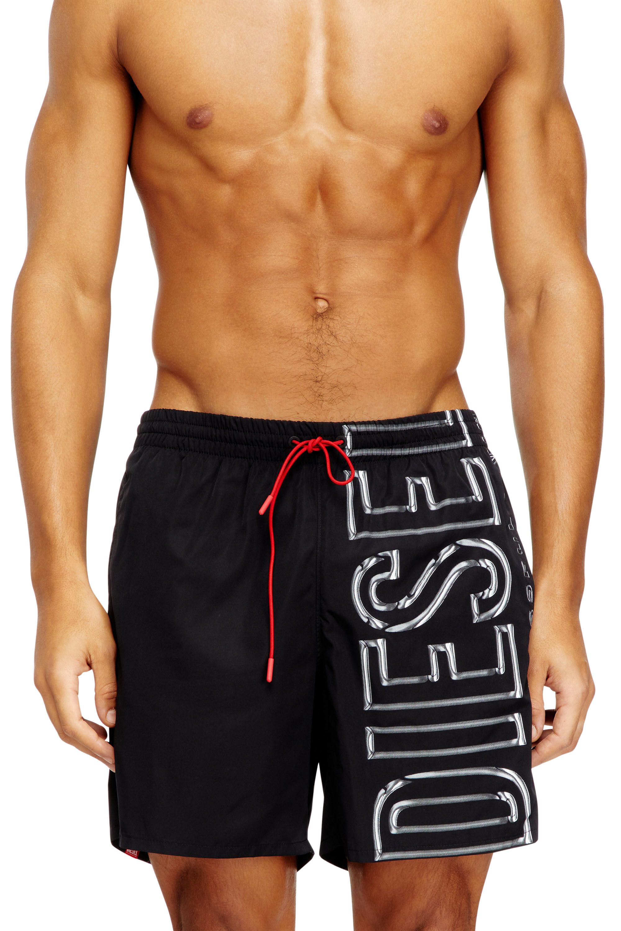 Diesel - SOCCER-41-D-CORE, Man's Swim shorts with oversized logo print in Black - 1
