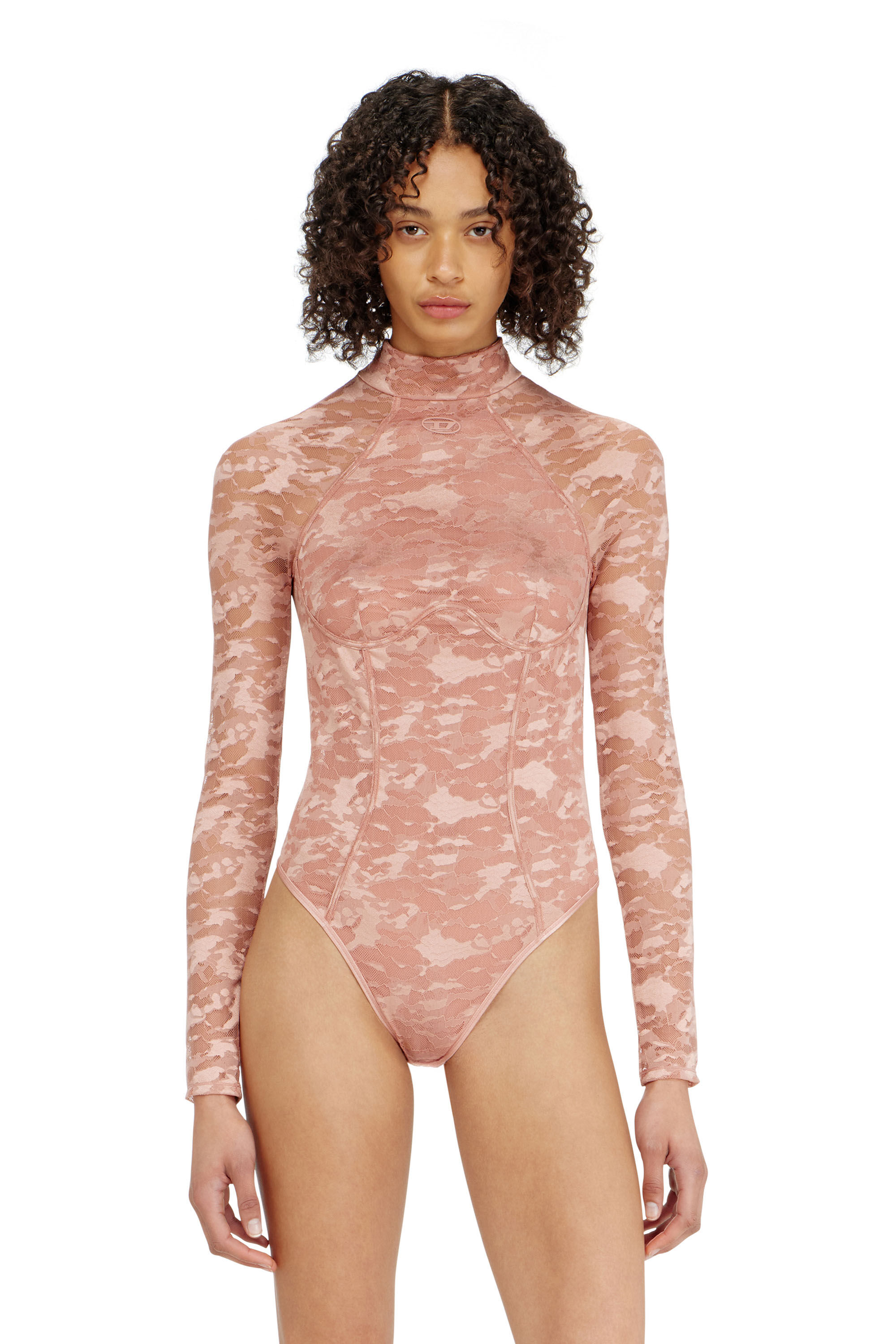 Diesel - VIVIAN-UTLT, Woman's Bodysuit in nylon lace with open back in Nude - 3